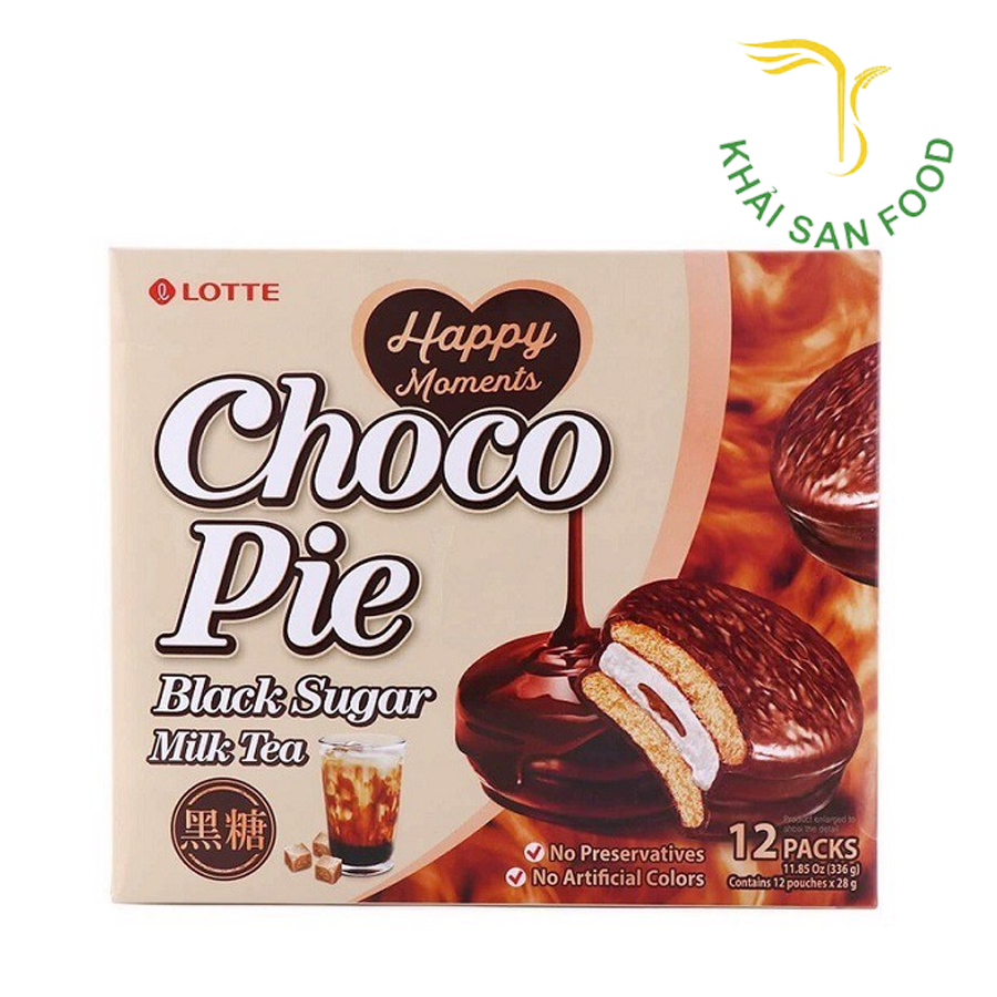 Bánh Lotte Choco Pie Trà Sữa Đường Đen 336g