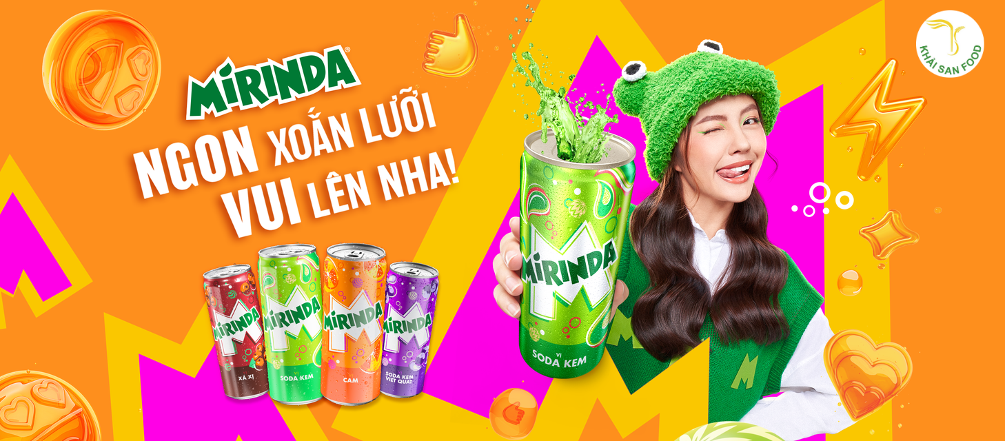 Mirinda là thương hiệu nước ngọt có ga nổi tiếng, được người tiêu dùng ưa thích