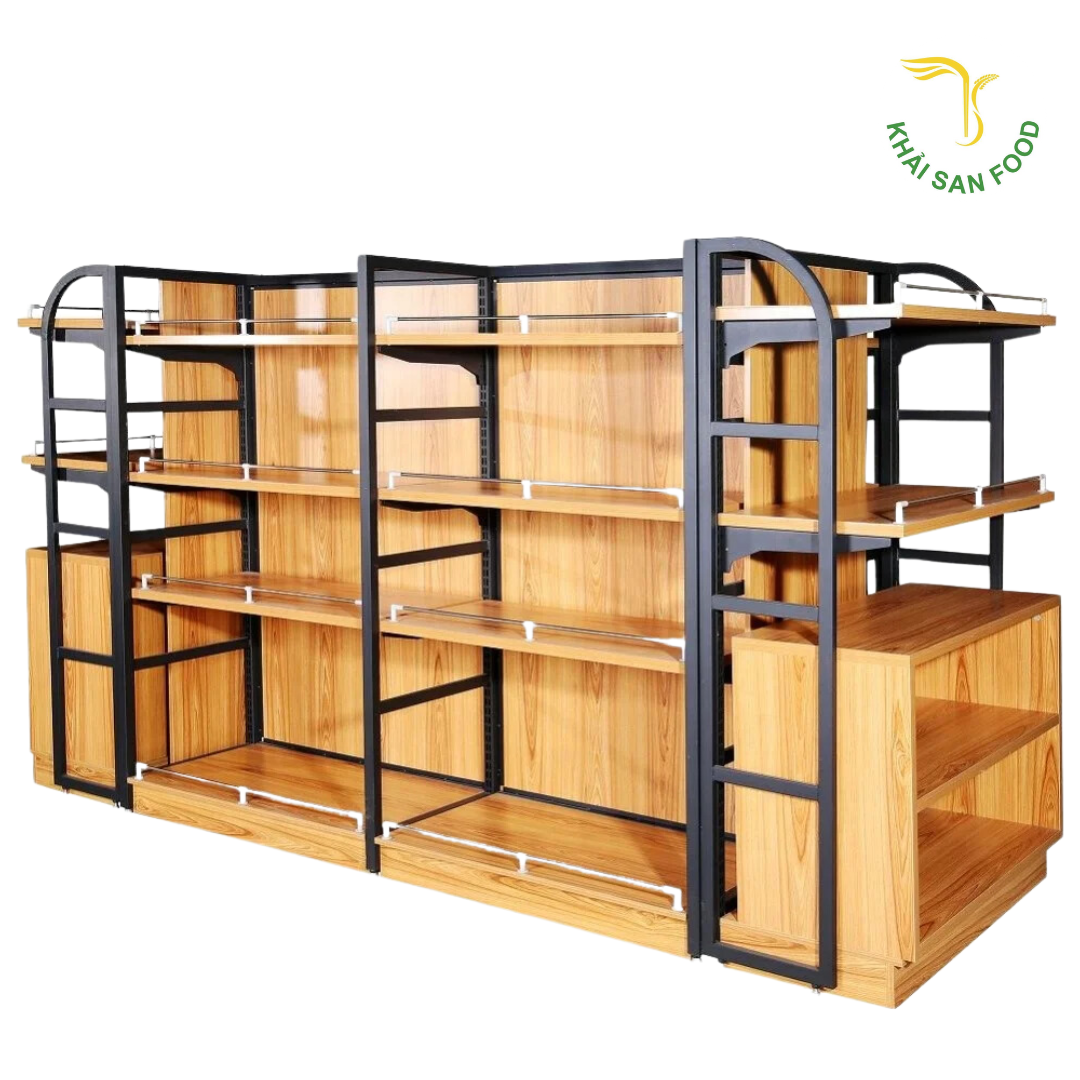 Kệ gỗ và sắt kết hợp mang đến vẻ đẹp sang trọng và đẳng cấp cho không gian siêu thị Kệ gỗ và sắt kết hợp mang đến vẻ đẹp sang trọng và đẳng cấp cho không gian siêu thị