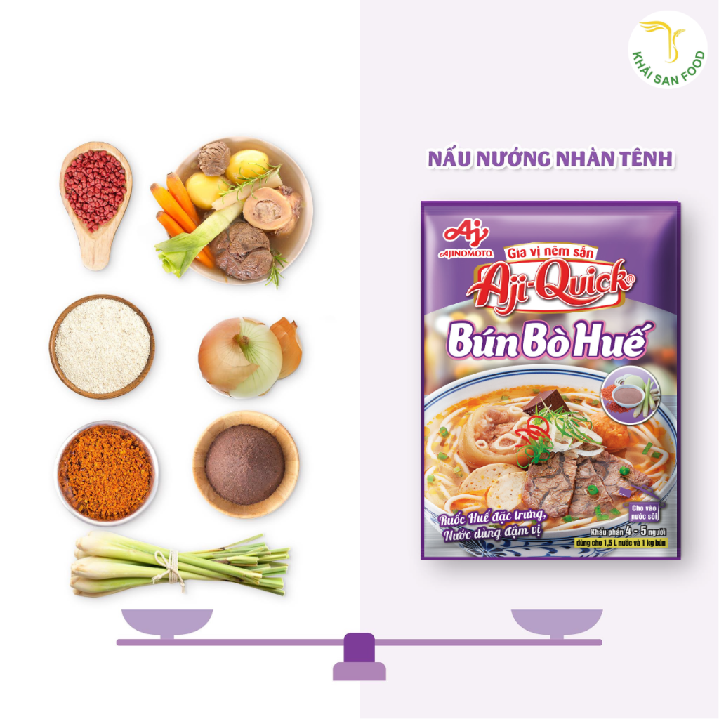 Aji-Quick Nêm Sẵn Bún Bò Huế 59g - Bí quyết cho tô bún thơm ngon, đậm đà