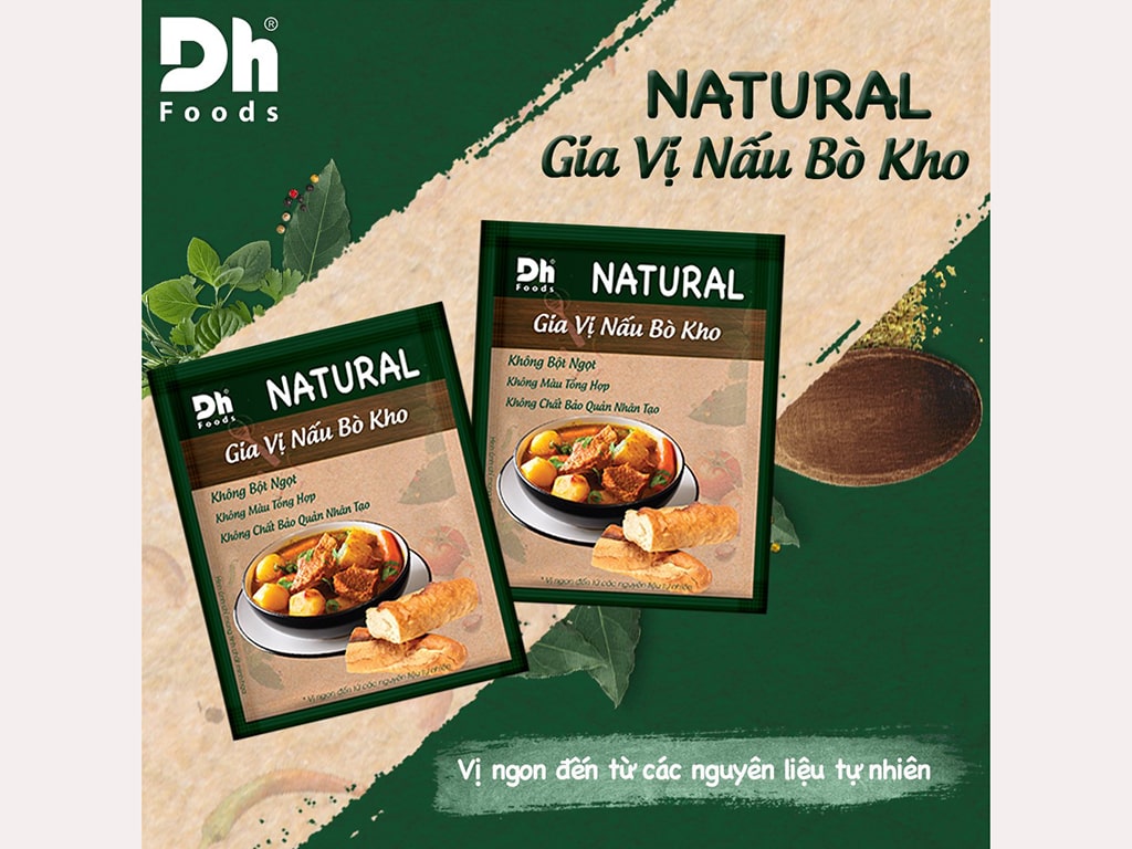 Gói gia vị nấu bò kho của thương hiệu Dh Food