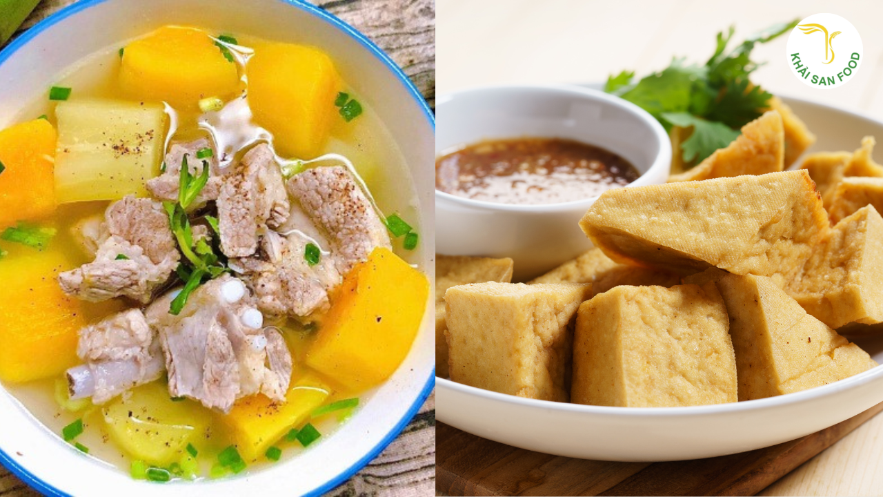 Canh đu đủ xương heo - Đậu hũ chiên