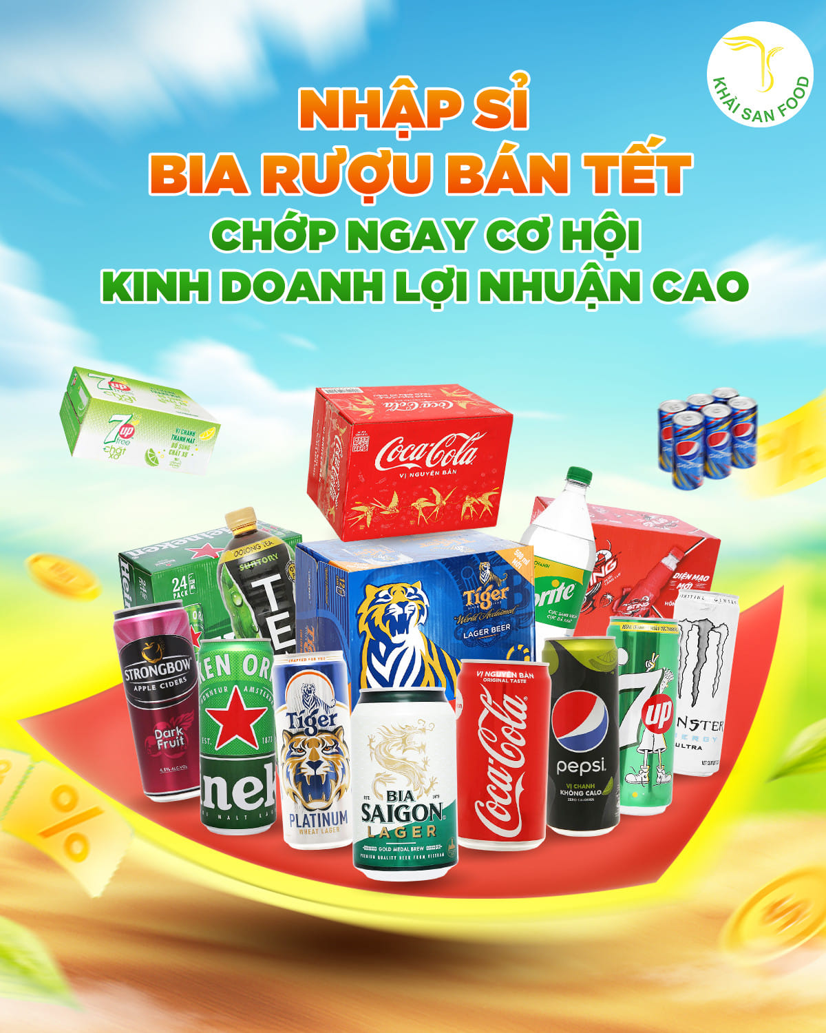 Khải San Food – Đối tác cung cấp sỉ các loại bia, nước ngọt giá tốt