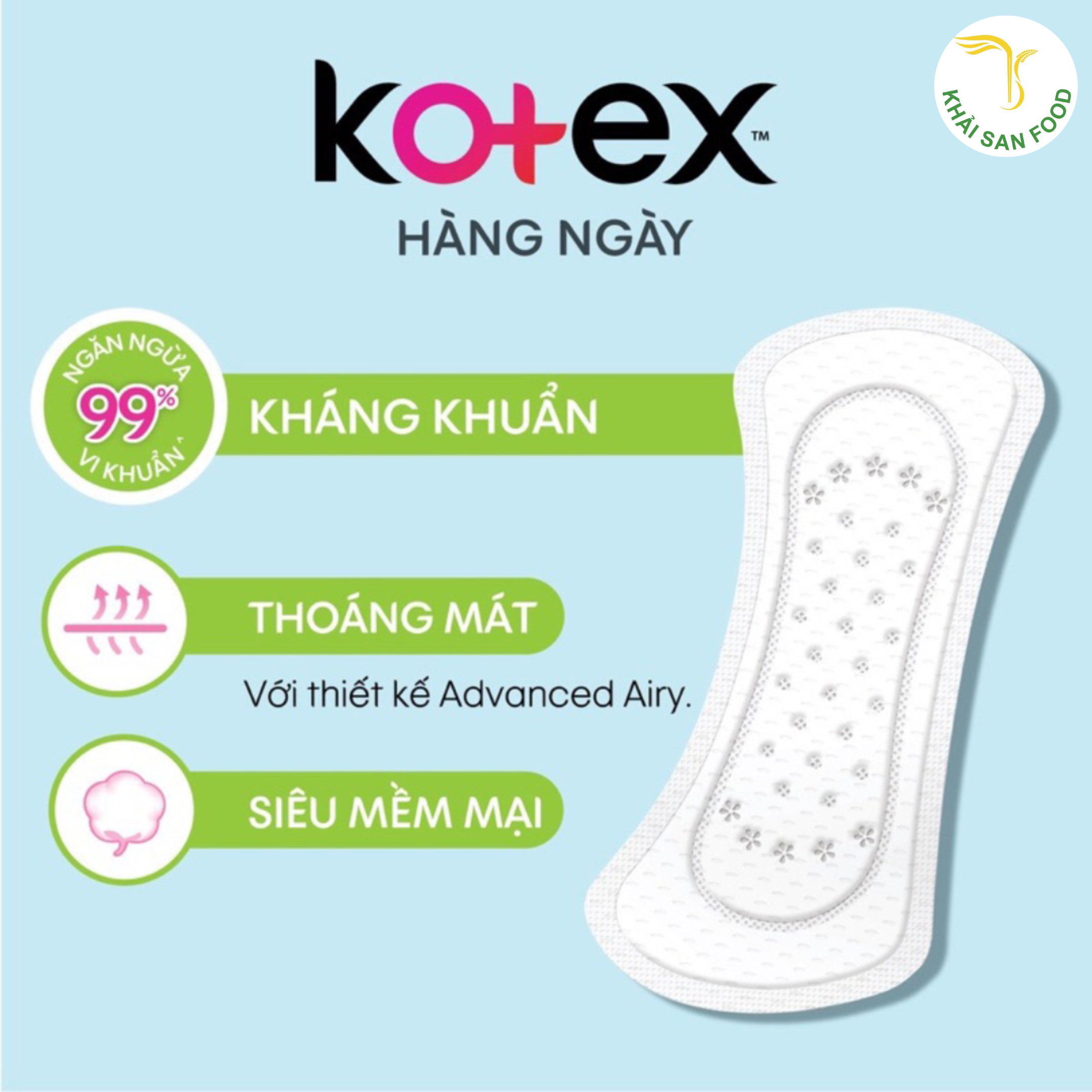 Kotex mặt bông, siêu mềm kháng khuẩn