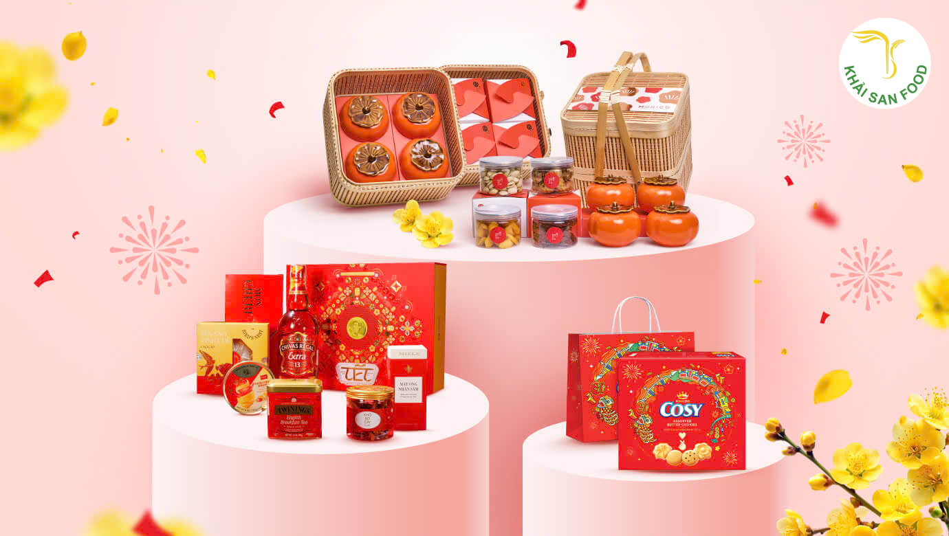 Giỏ hoa quả quà tết