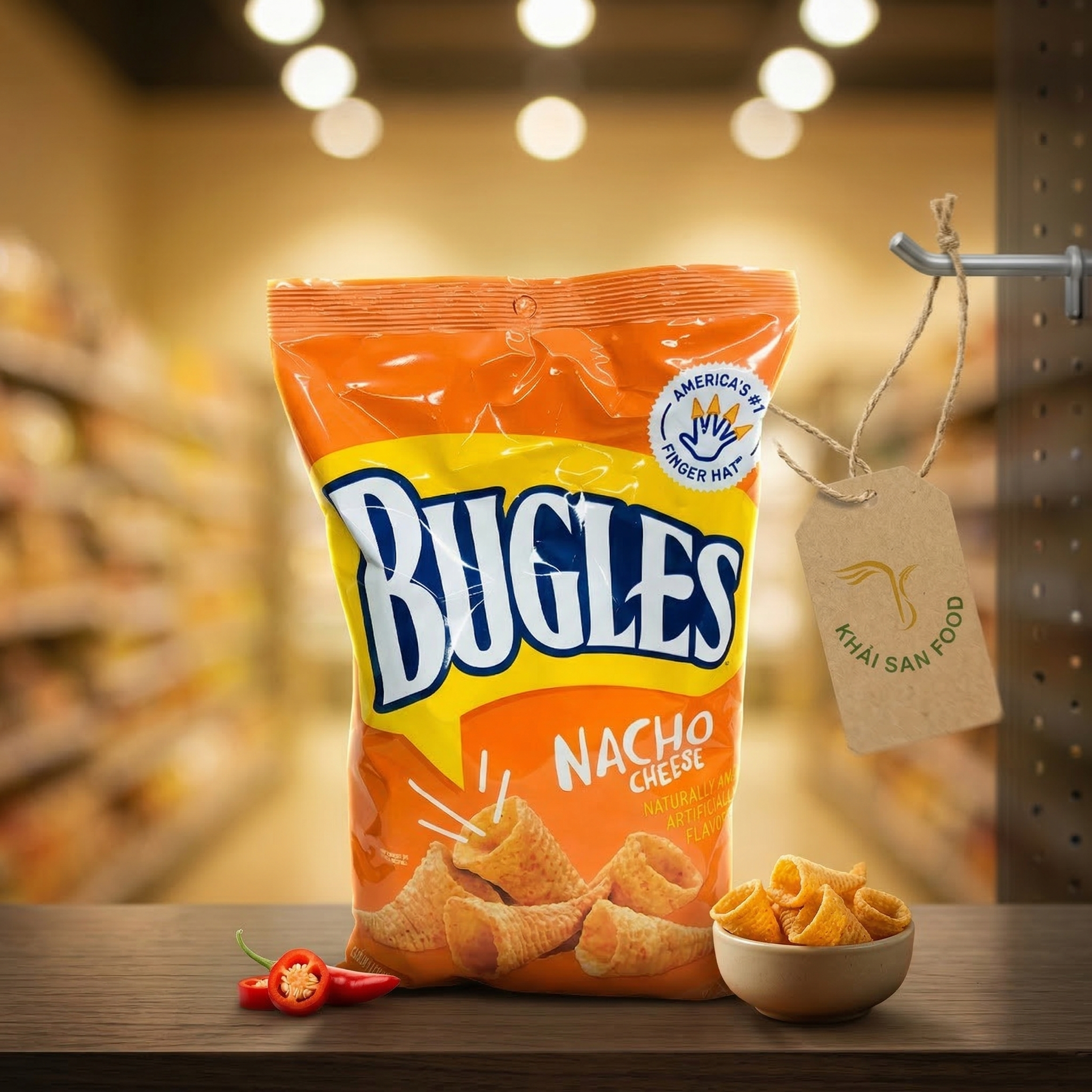 Bánh Snack Bugles Nacho Cheese Flavor Crispy Corn Snacks 7.5 oz