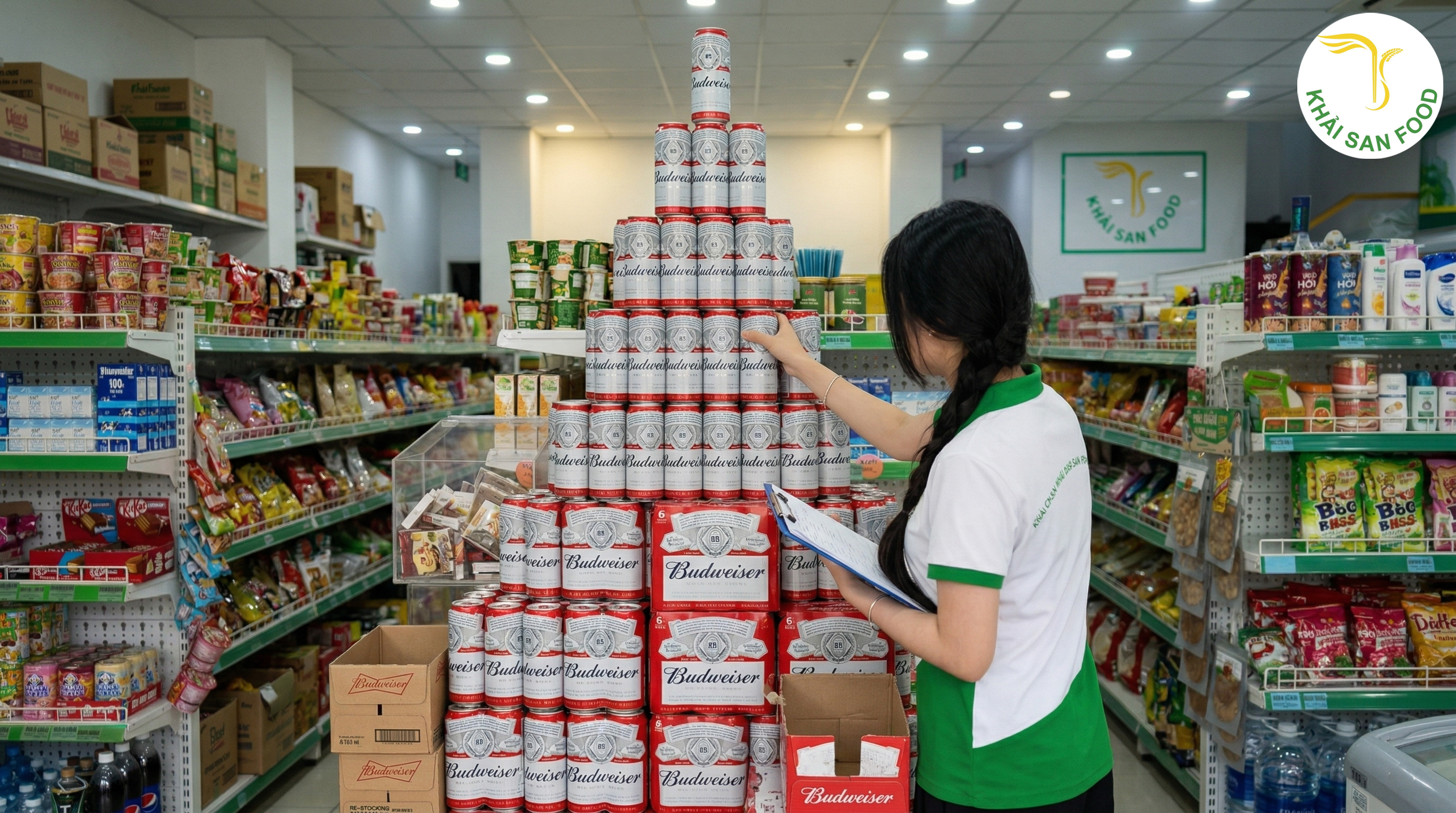 Cách trưng bày bia budweiser 500ml giá bán lẻ sinh lời cao Cách trưng bày bia budweiser 500ml giá bán lẻ sinh lời cao