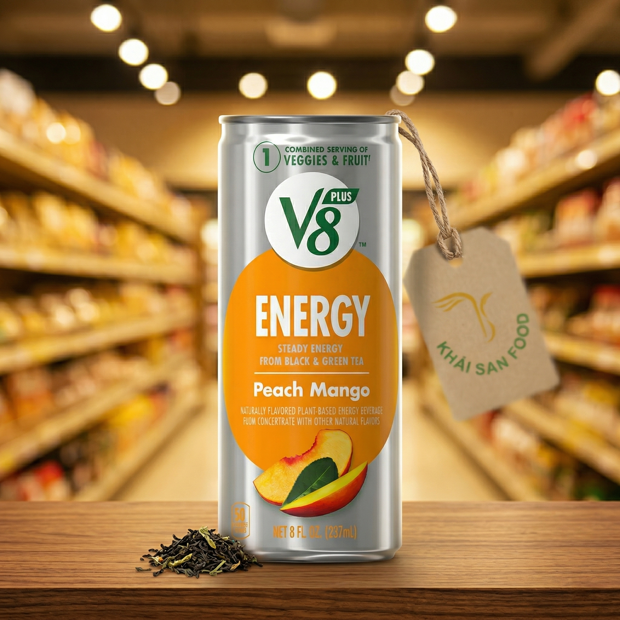 Nước V8+Energy Peach Mango 237Ml