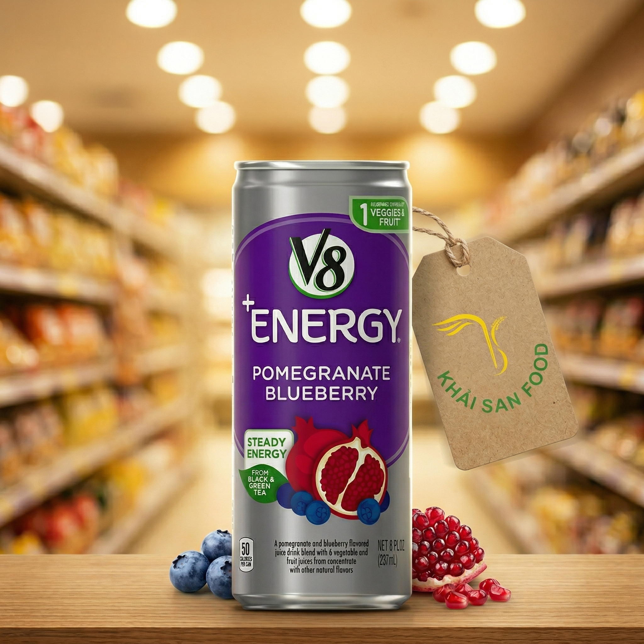 Nước V8+Energy Pomegranate Blueberry 237Ml