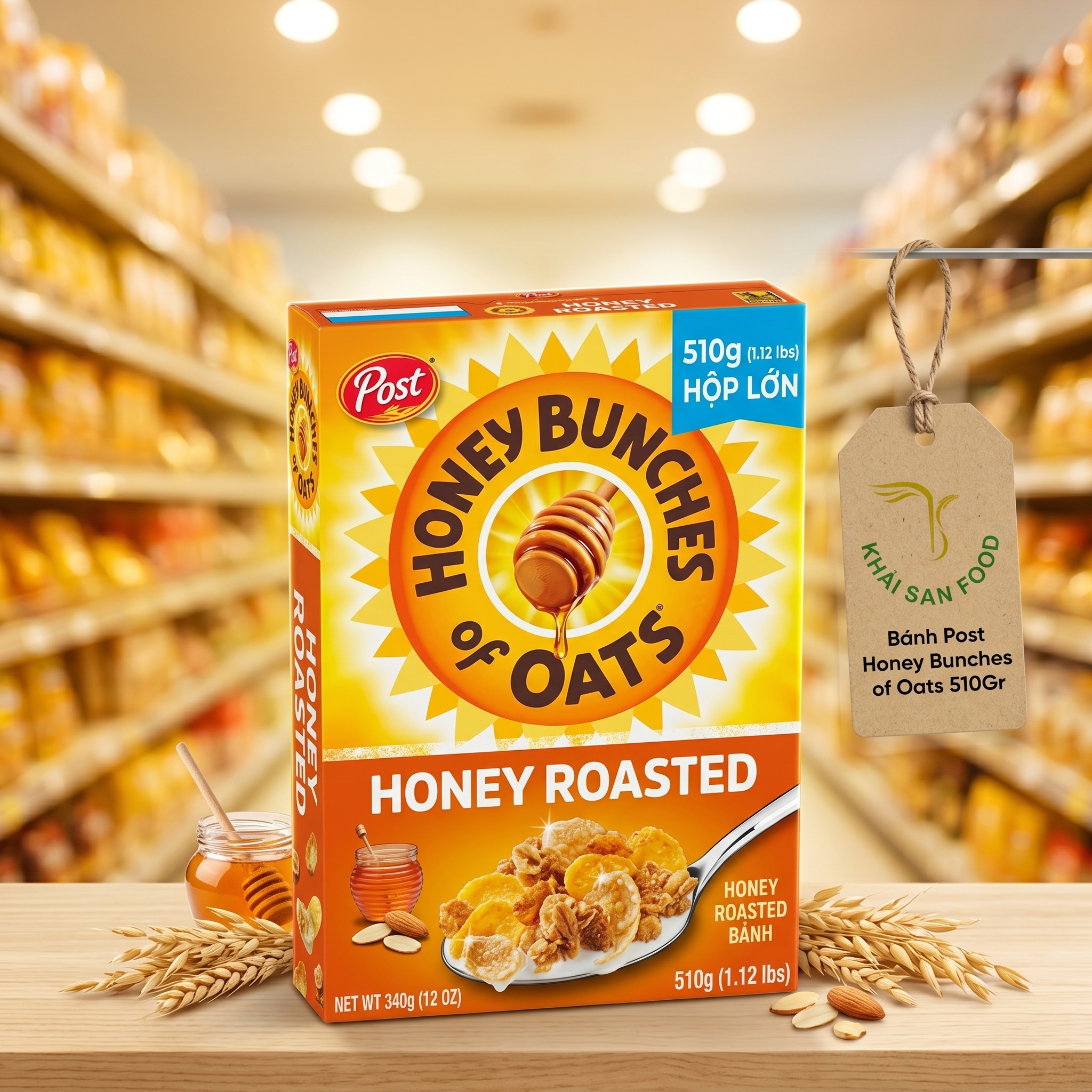 Bánh Post Honey Bunches of Oats Honey Roasted 510Gr Bánh Post Honey Bunches of Oats Honey Roasted 510Gr