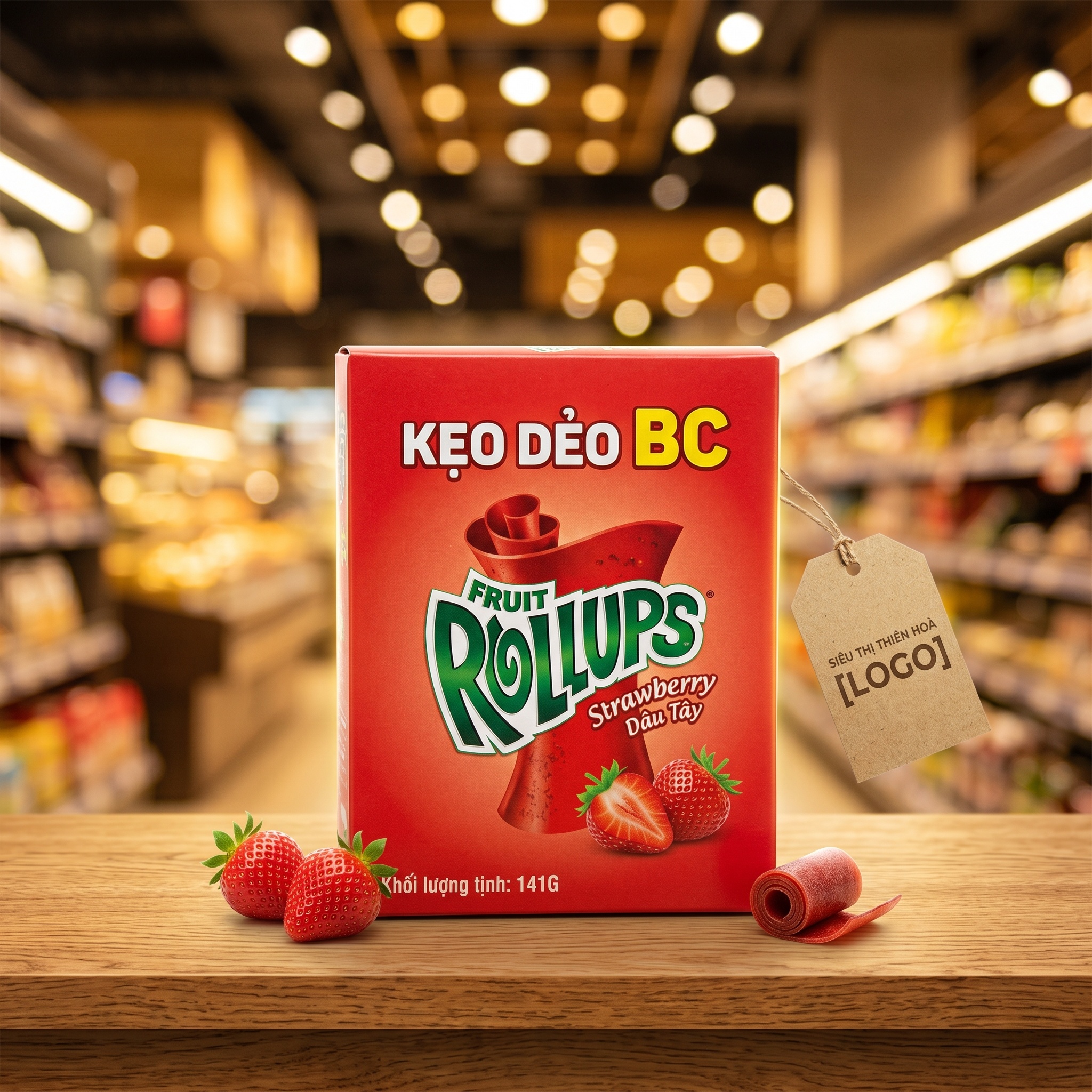 Kẹo Dẻo BC Fruit Rollups Strawberry 141G