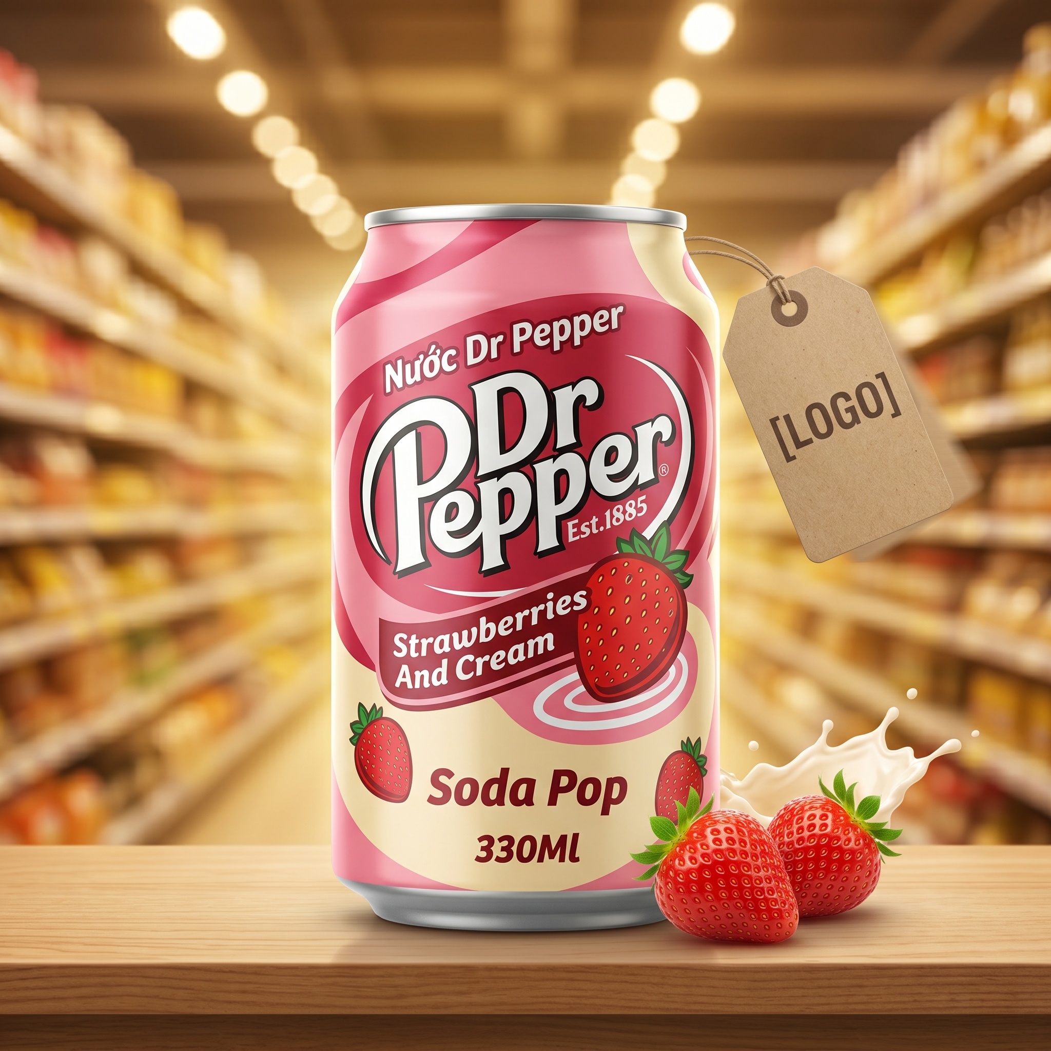 Nước Dr Pepper Strawberries And Cream Soda Pop 330Ml