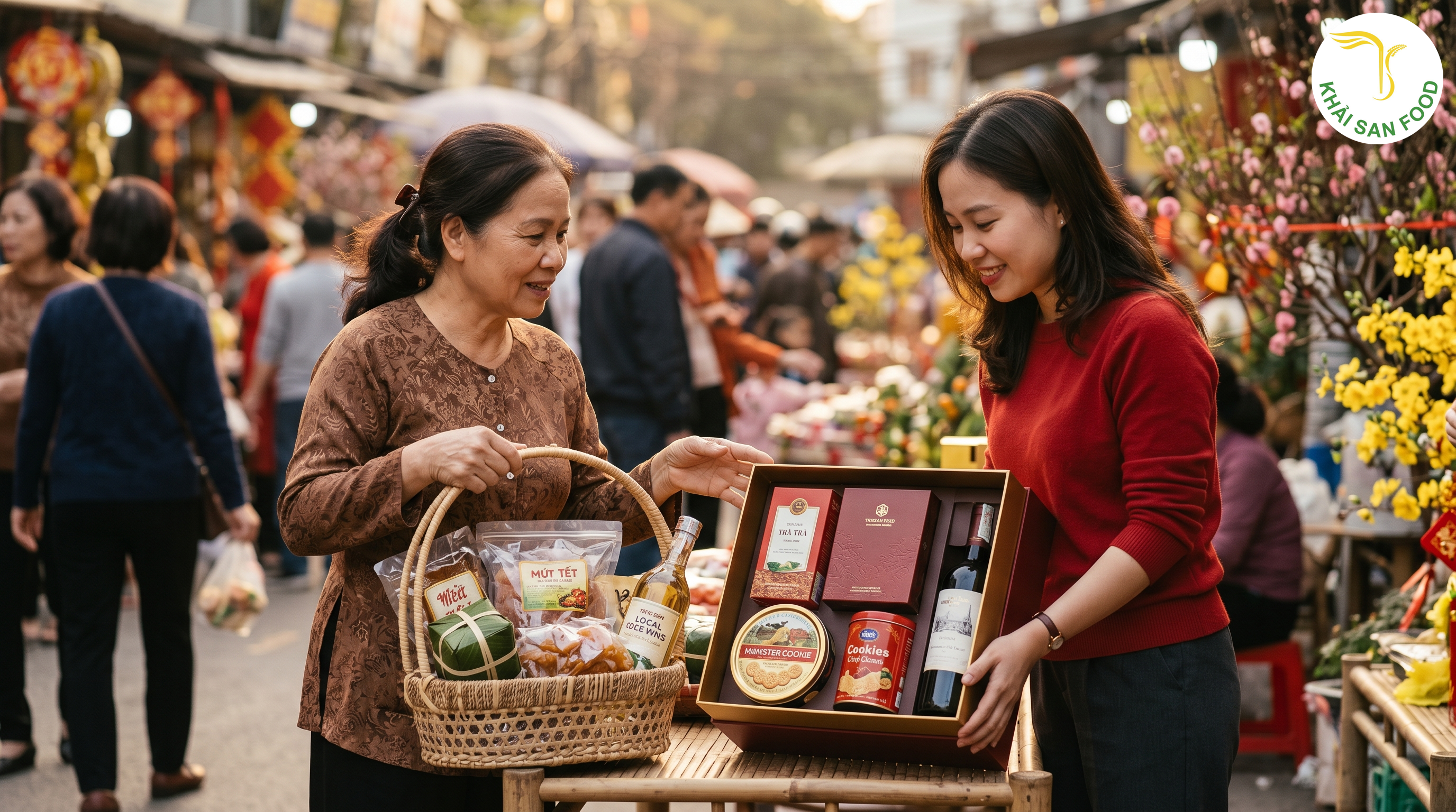 3. So sánh giỏ mây với hộp quà tết sang trọng