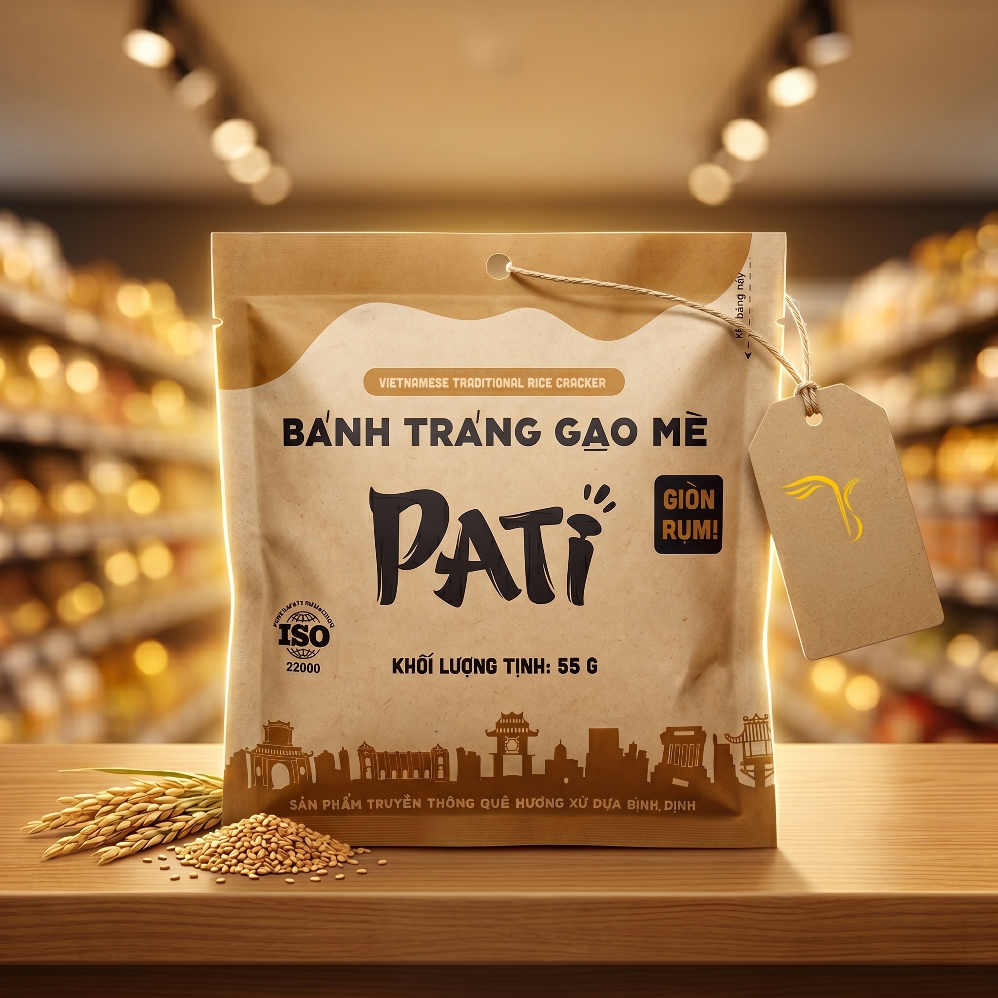 Bánh Tráng Nướng Giòn Pati Gạo Mè 55g (75G)