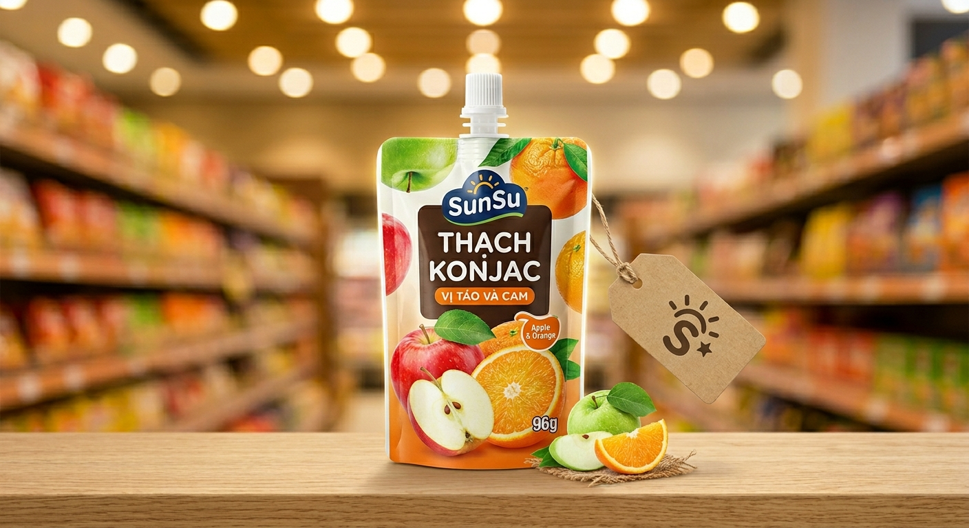 Thạch Konjac Sunsu Vị Táo Và Cam 96g