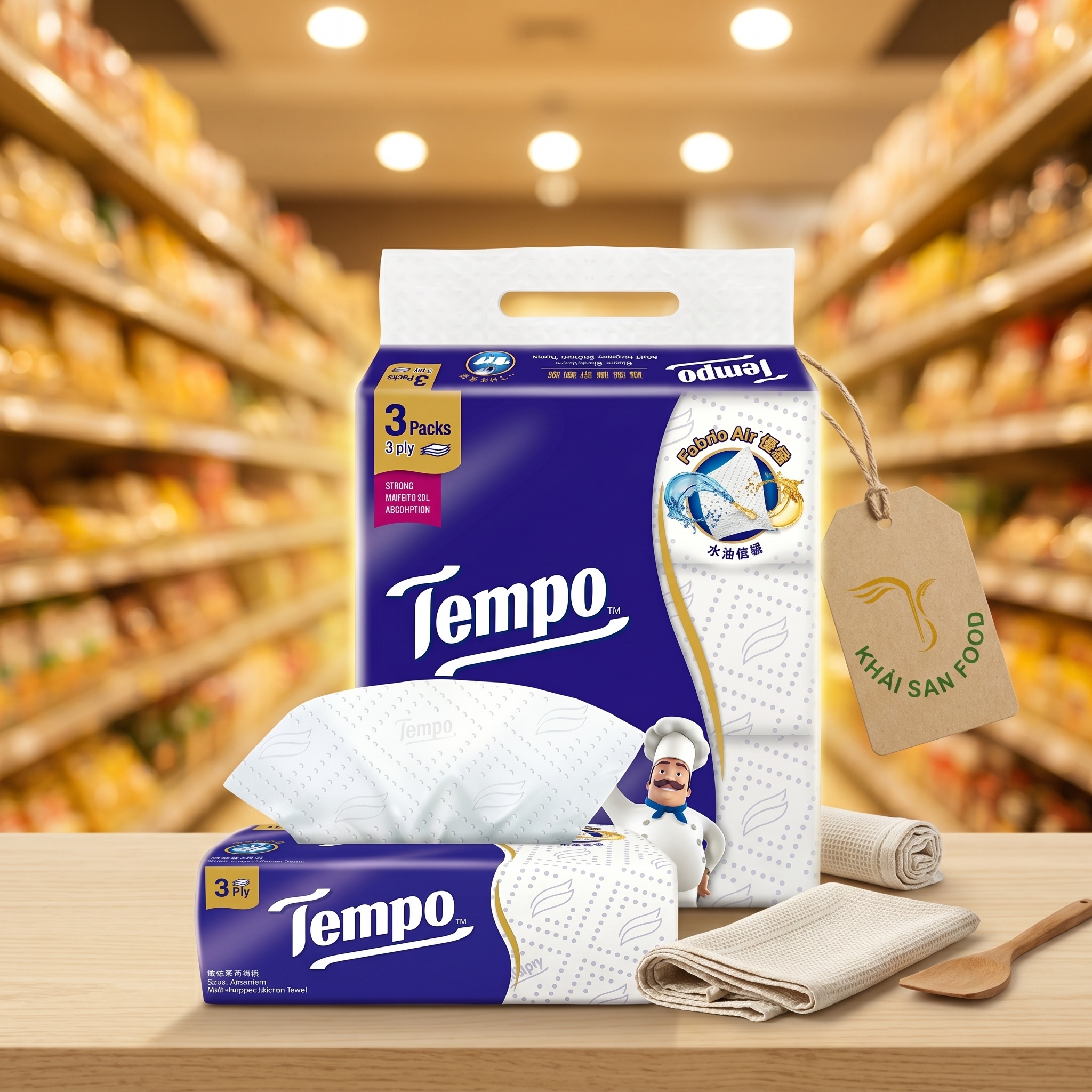 Khăn Giấy Bếp Rút Đa Năng Tempo Lốc 3