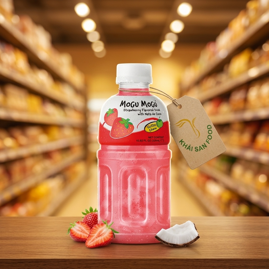 Nước Uống Mogu Mogu Thạch Dừa Vị Dâu 320ml Nước Uống Mogu Mogu Thạch Dừa Vị Dâu 320ml
