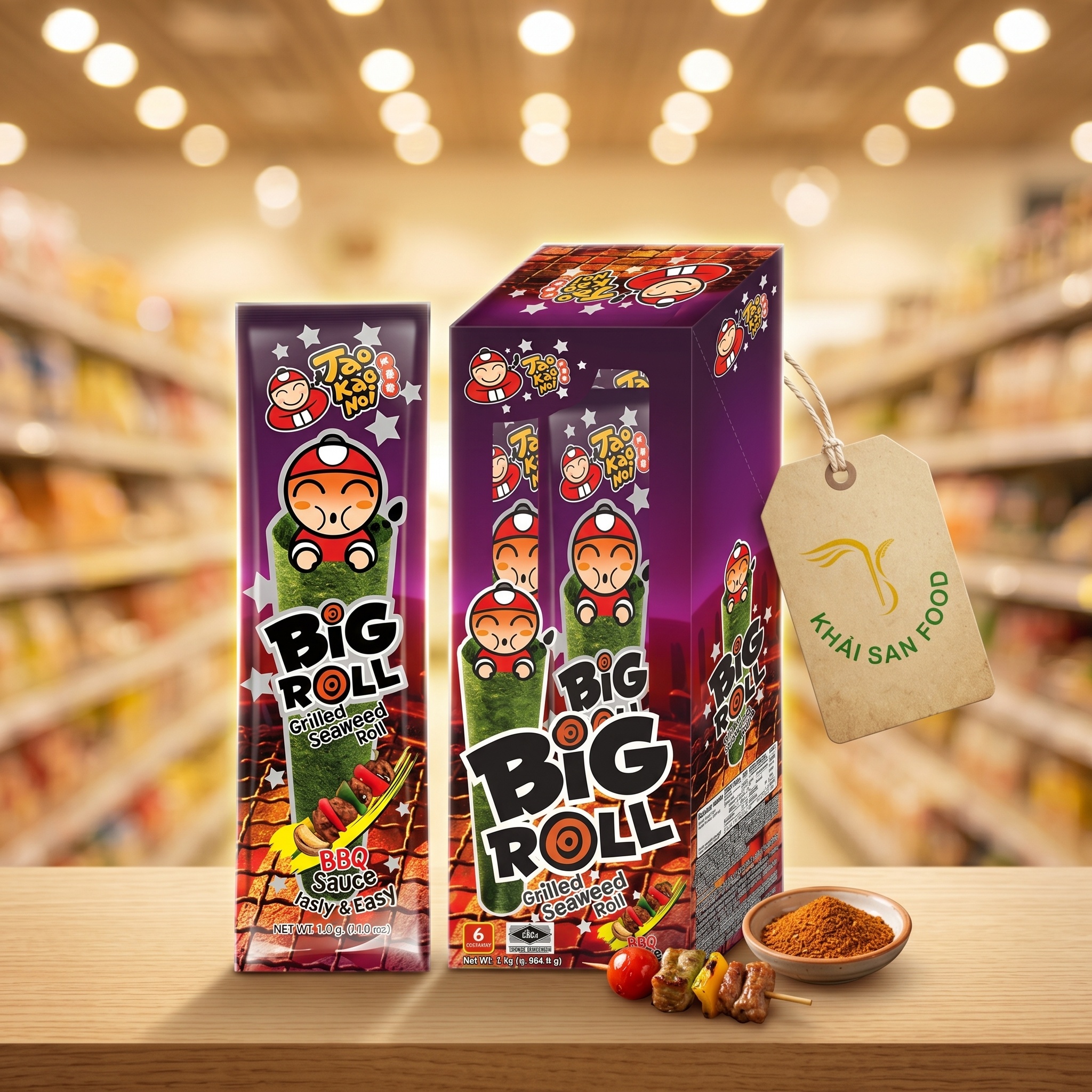 Rong Biển TKN Big Roll Vị BBQ 3g (Hộp 6)