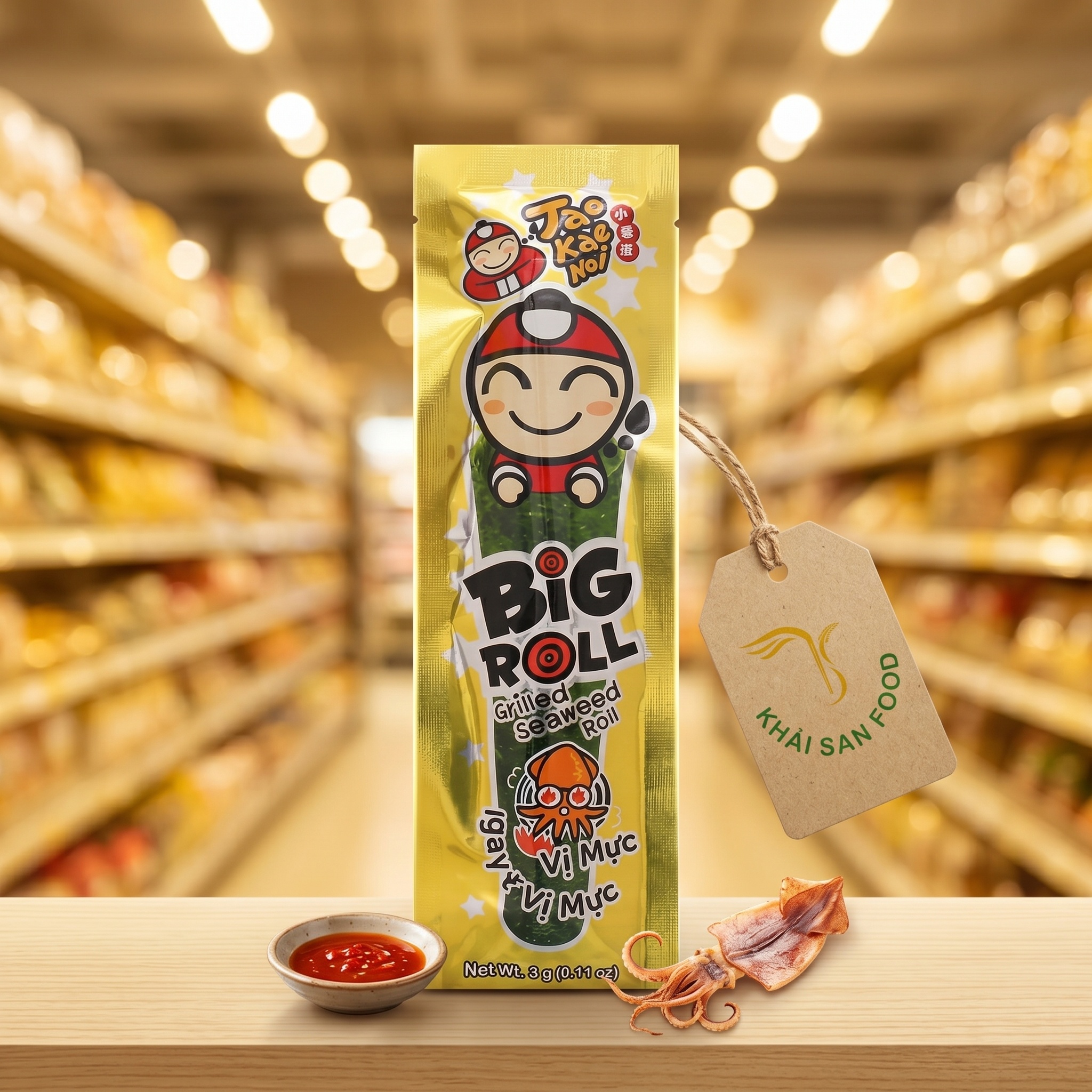 Rong Biển TKN Big Roll Vị Mực 3g Rong Biển TKN Big Roll Vị Mực 3g