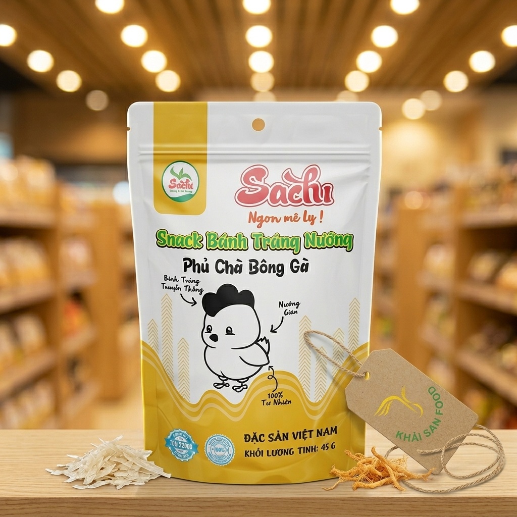 Snack Bánh Tráng Nướng SACHI Phủ Chà Bông Gà 45g