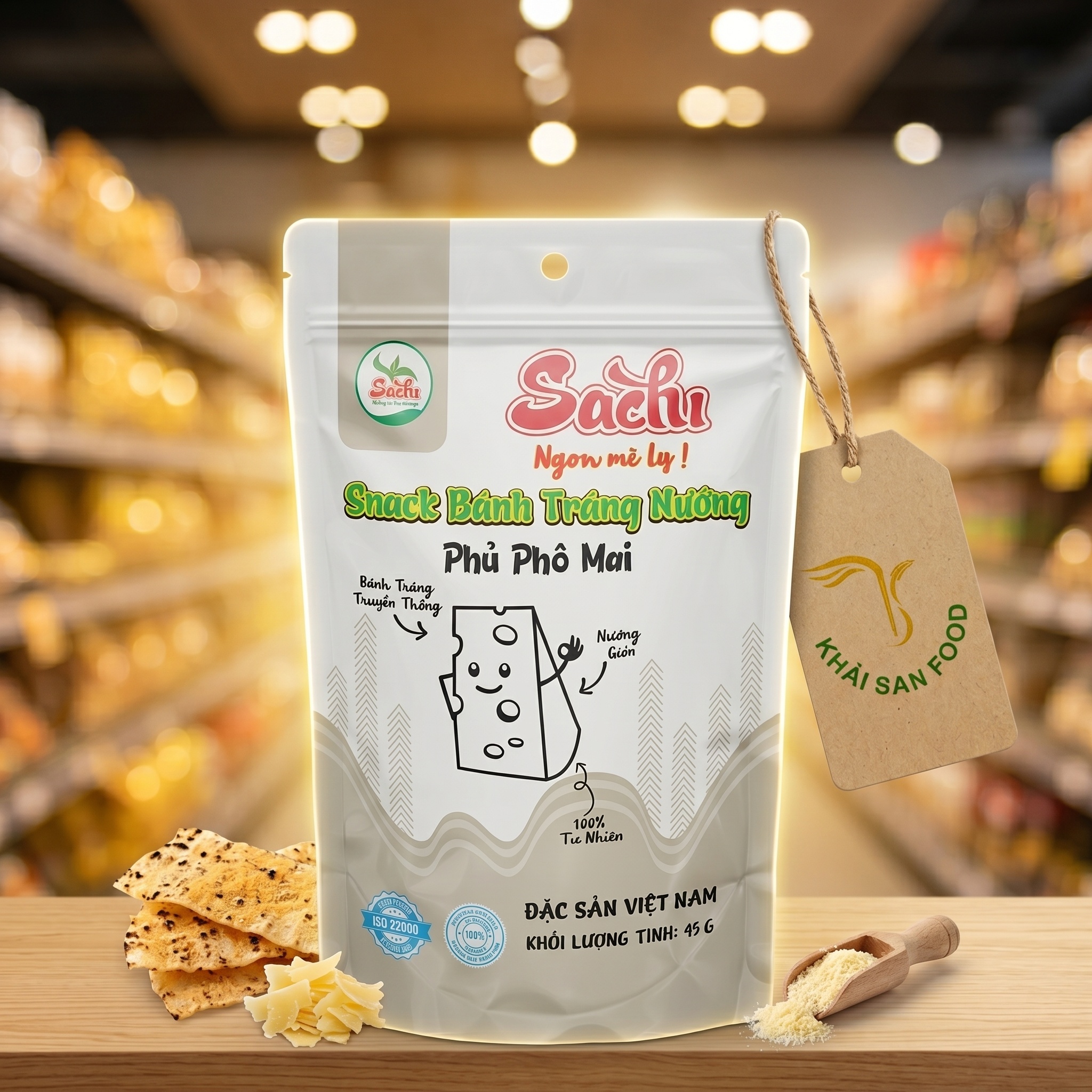 Snack Bánh Tráng Nướng SACHI Phủ Phô Mai 45g