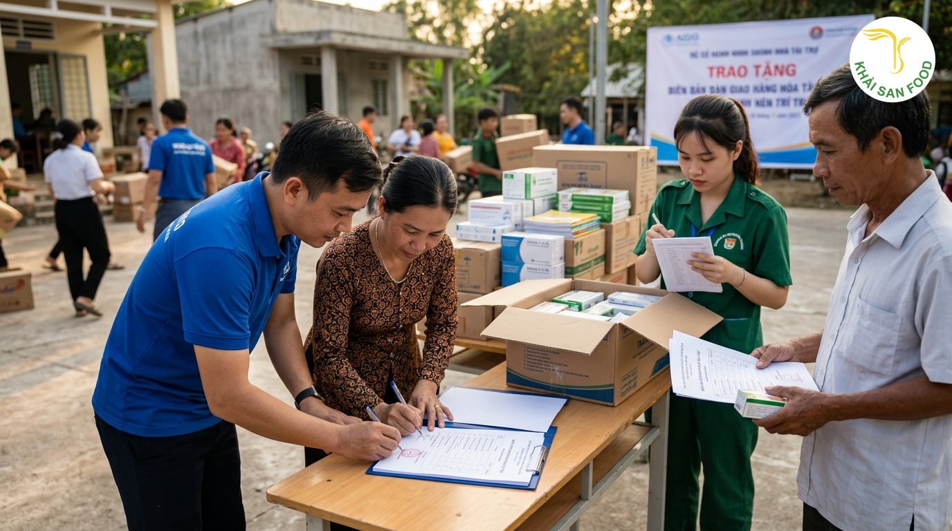 biên bản bàn giao hàng hóa tài trợ