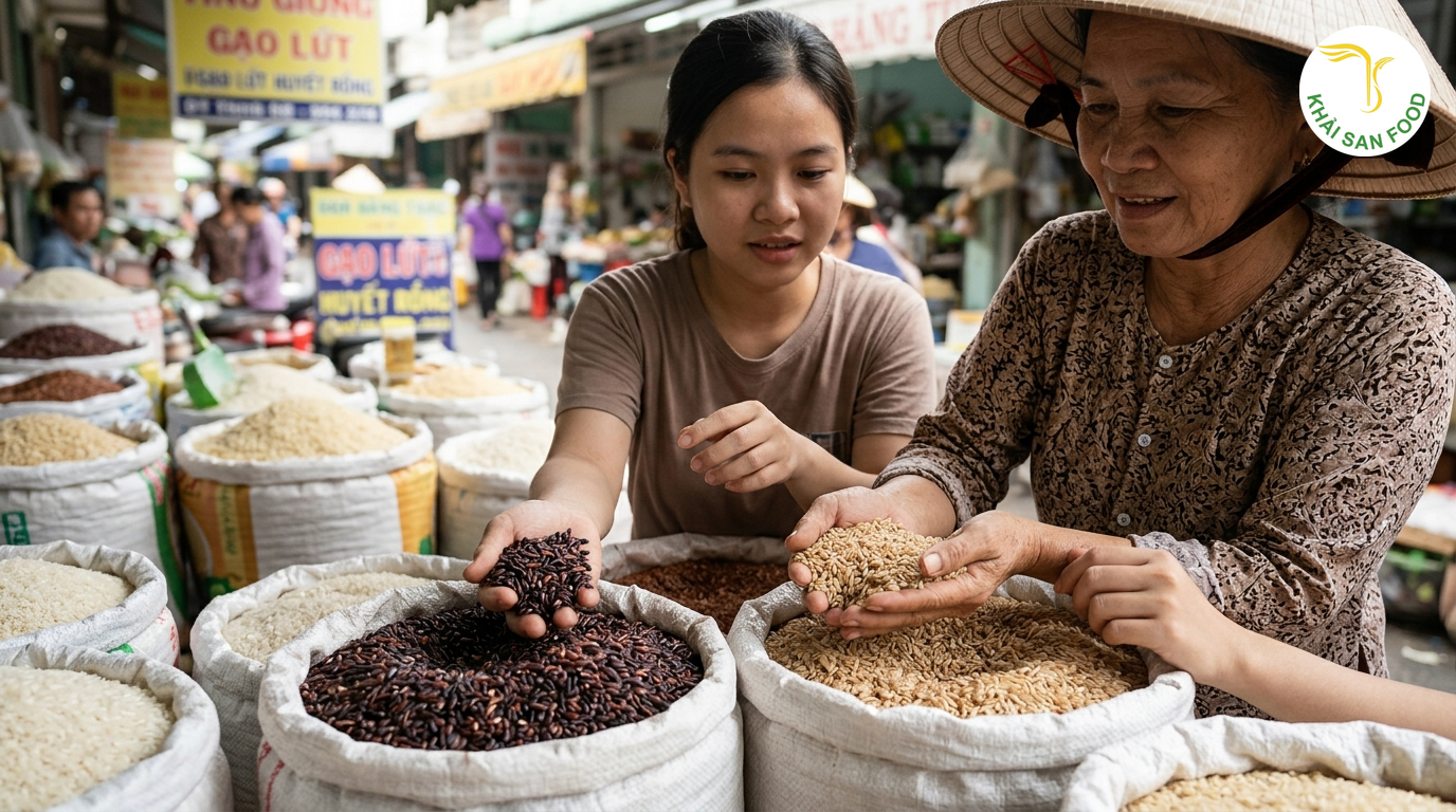 Cách phân biệt gạo lứt thường và gạo lứt huyết rồng chính xác nhất phân biệt gạo lứt thường và gạo lứt huyết rồng
