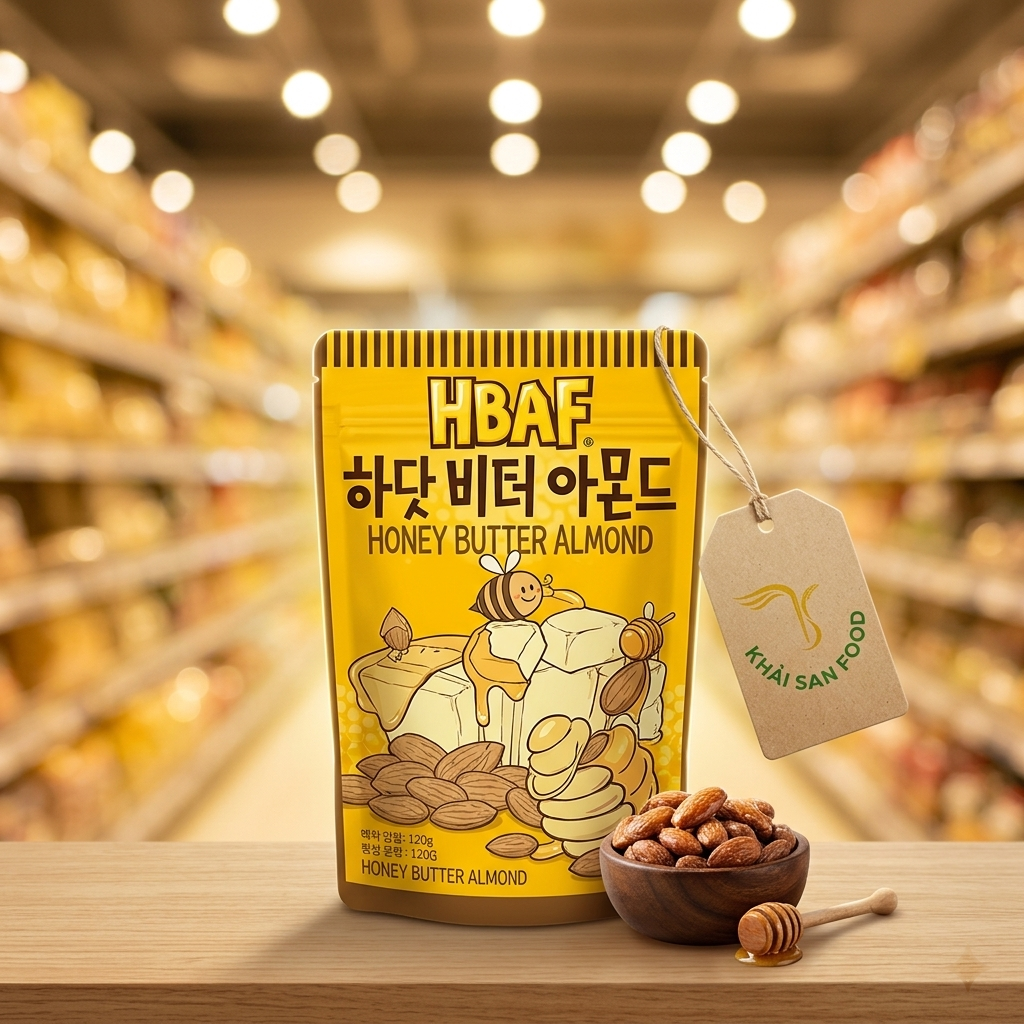 Hạt Hạnh Nhân Tẩm Bơ Mật Ong HBAF 120G