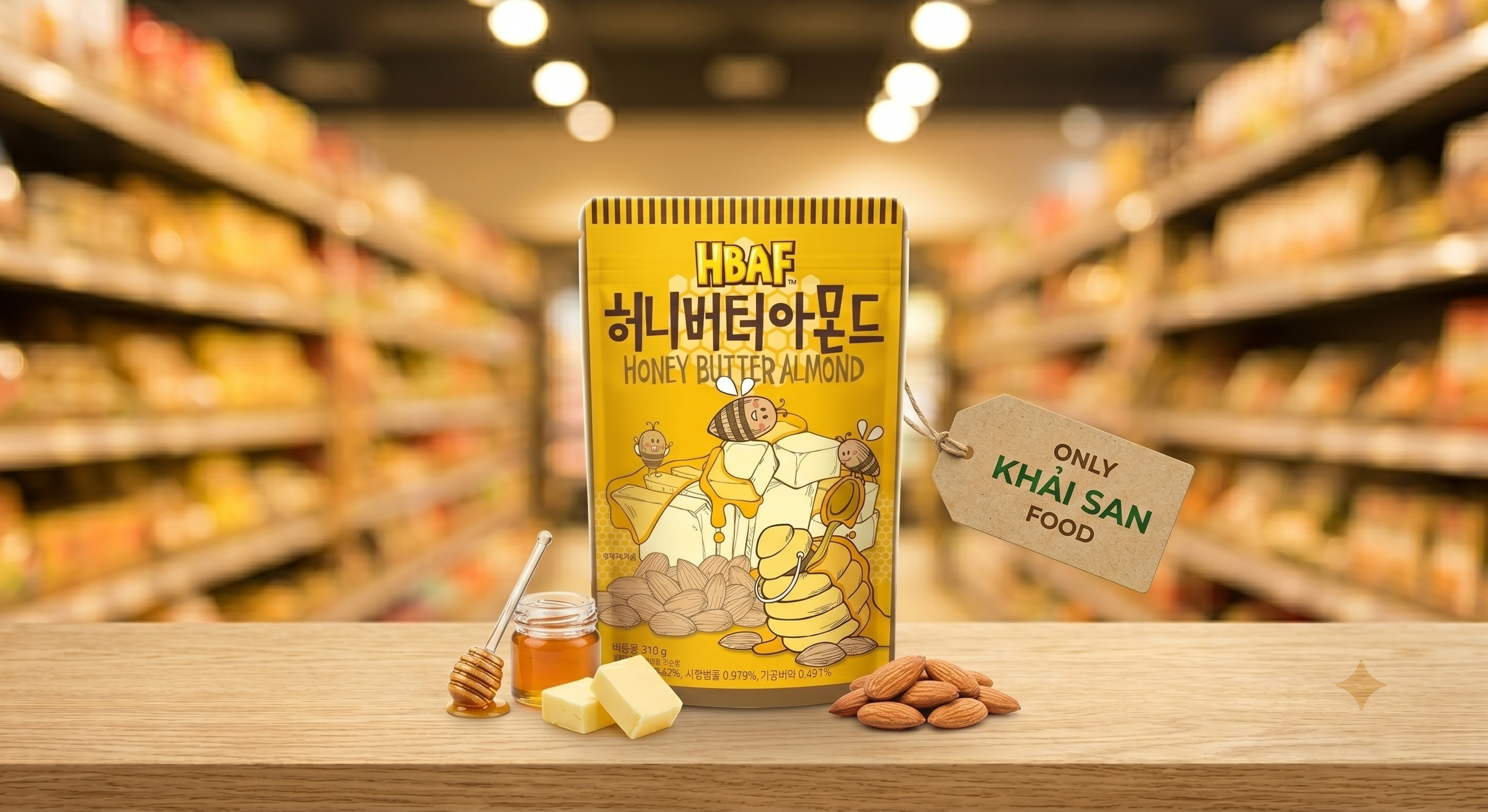 Hạt Hạnh Nhân Tẩm bơ Mật Ong HBAF 40G