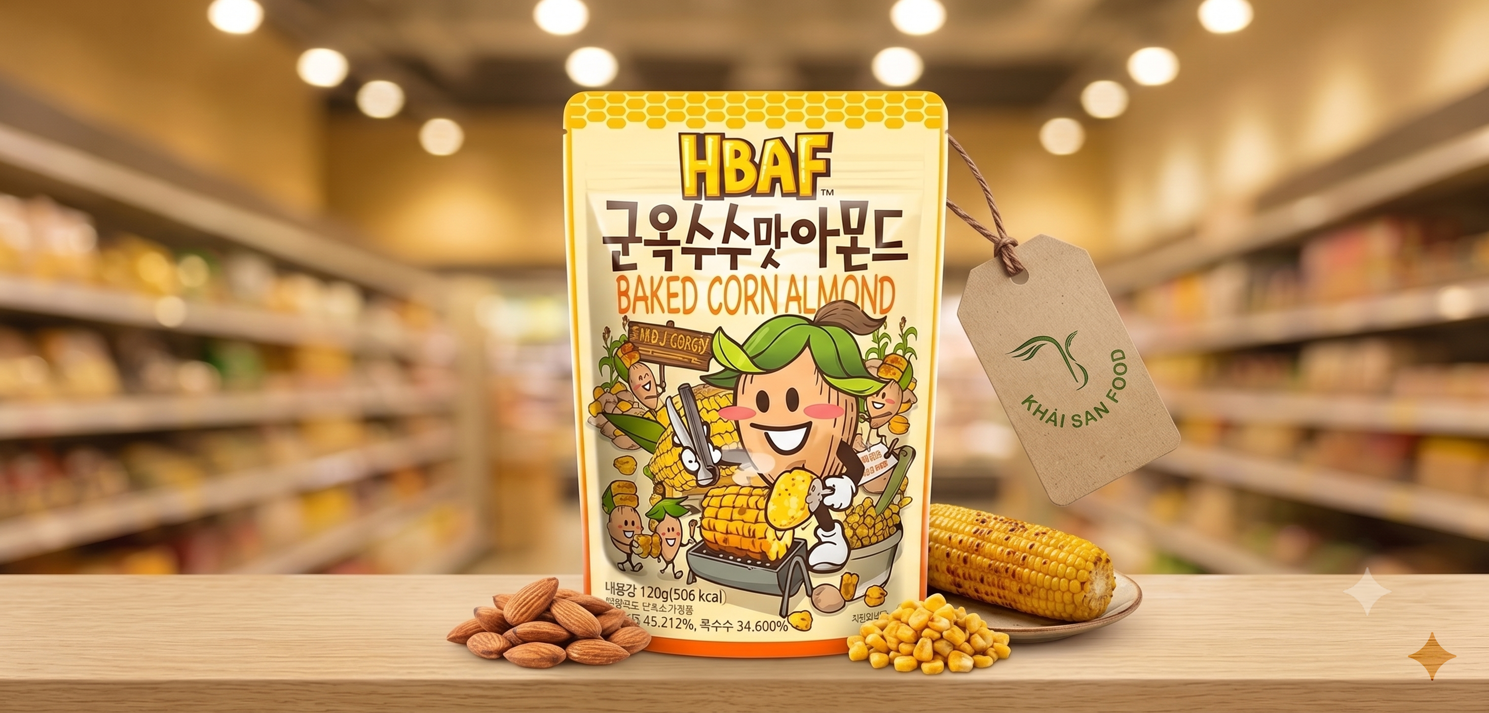 Hạt Hạnh Nhân Và Bắp Nướng HBAF 120G Hạt Hạnh Nhân Và Bắp Nướng HBAF 120G
