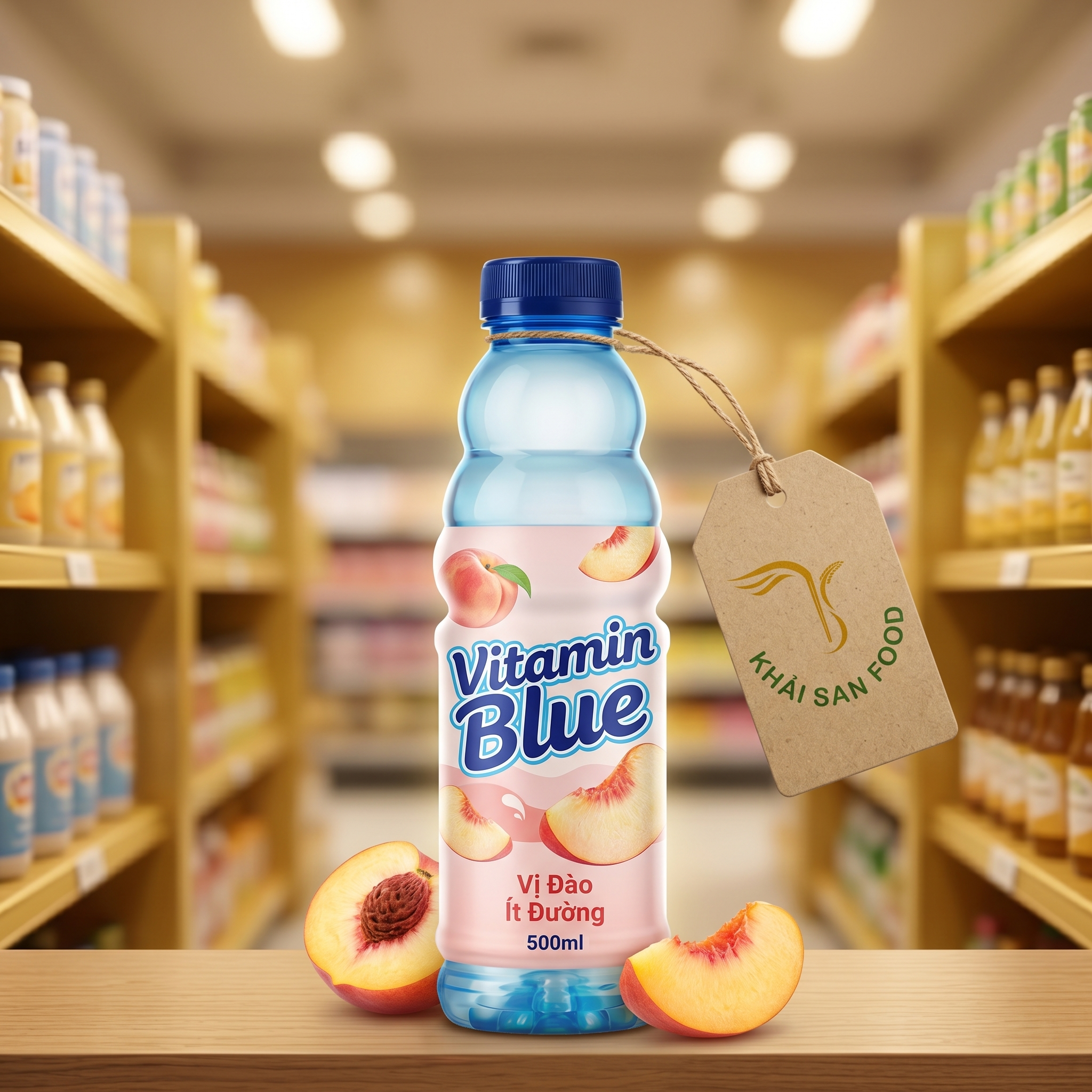 Thực Phẩm Bổ Sung: Nước Uống Vitamin Blue Vị Đào Ít Đường 500ml