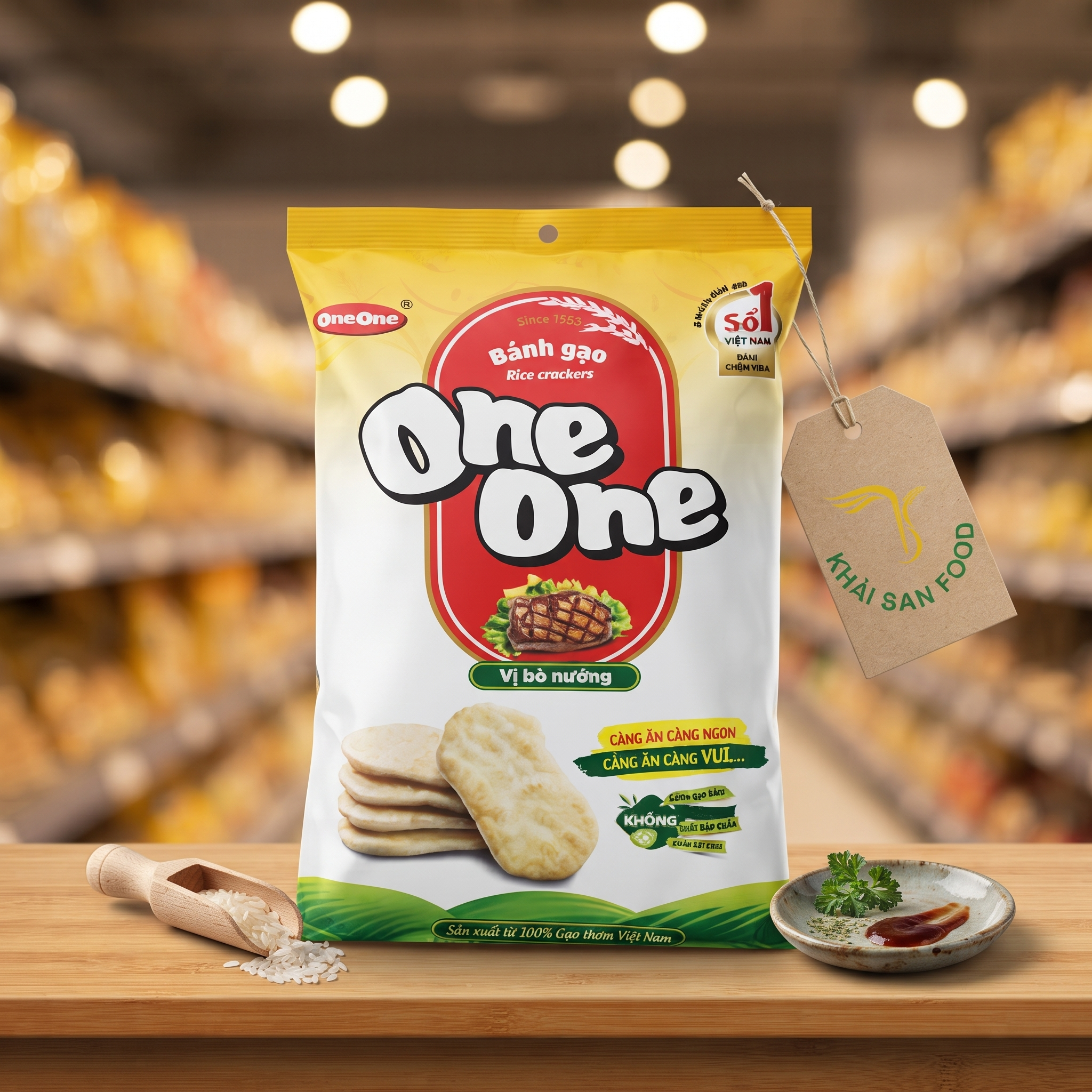 Bánh Gạo One One Bò Nướng 150g