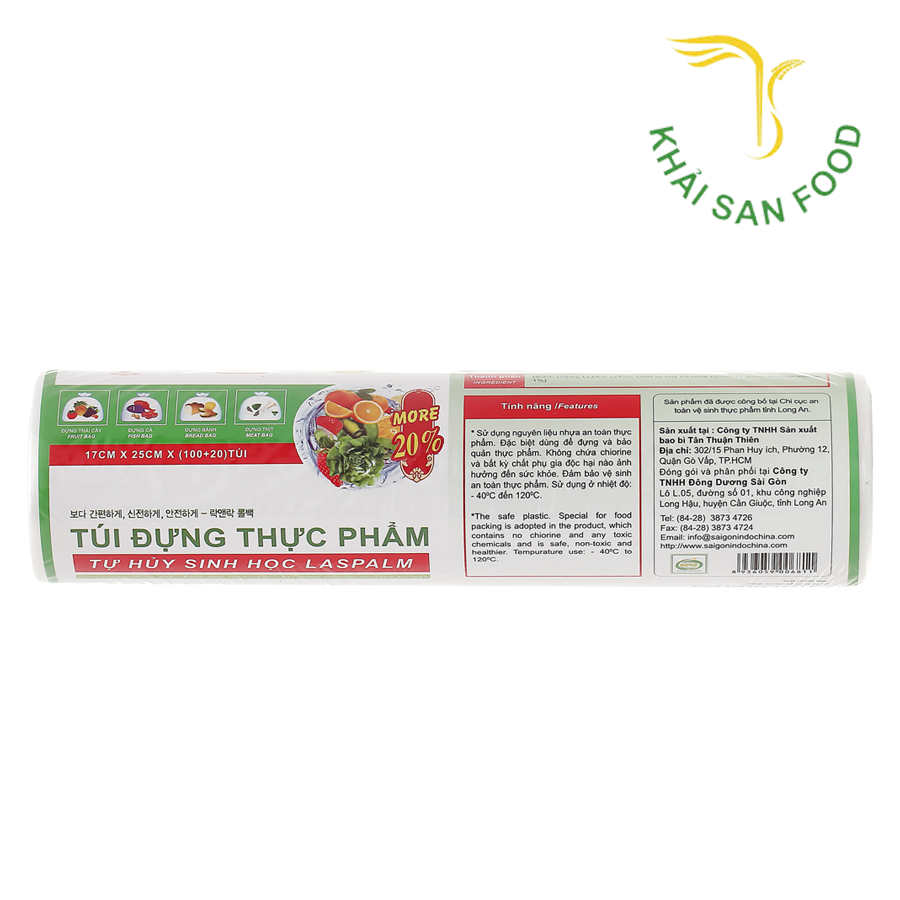 Túi Đựng Thực Phẩm LasPalm 17*25Cm (120 Túi)