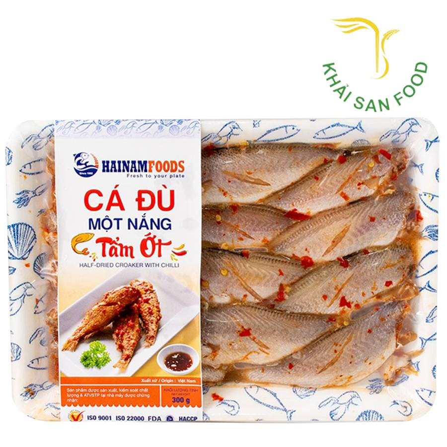 Hải Nam Cá Đù 1 Nắng Tẩm Ớt Khay 300g