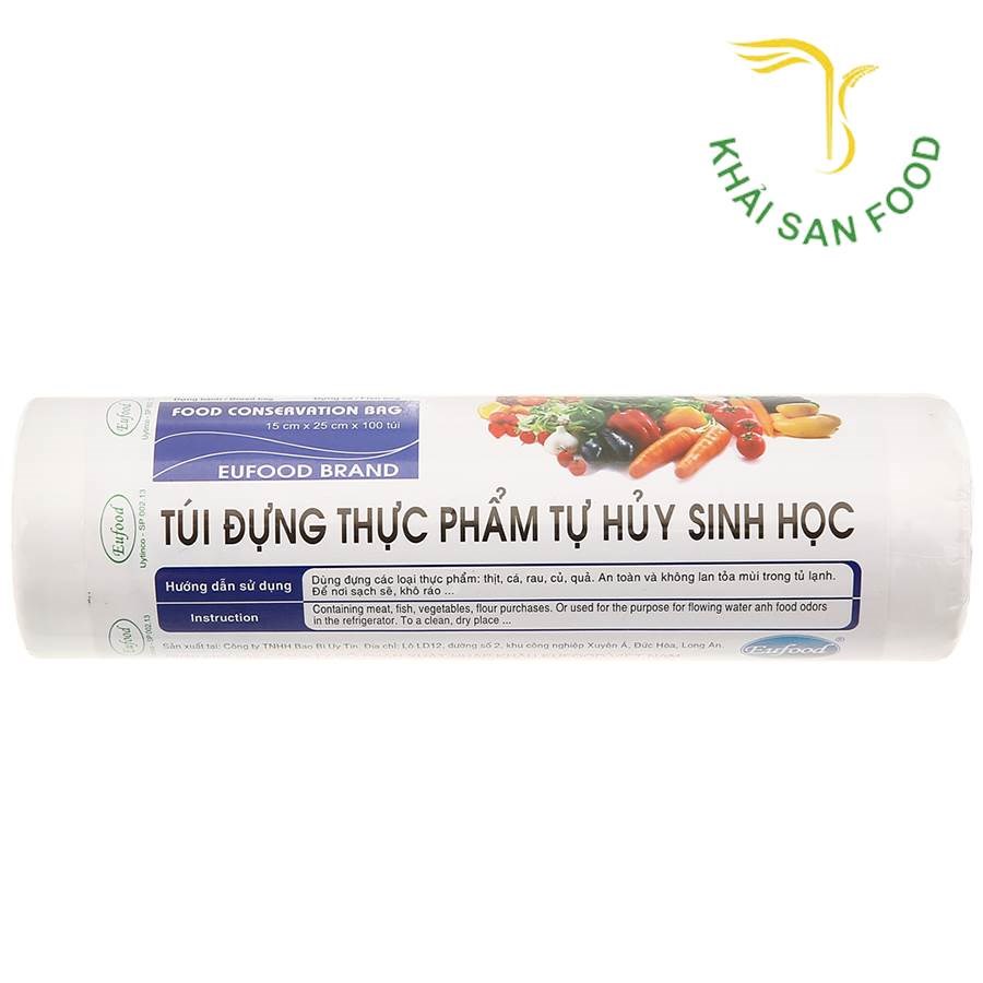 EU Túi Đựng Thực Phẩm Hủy Sinh Học 15*25*100c