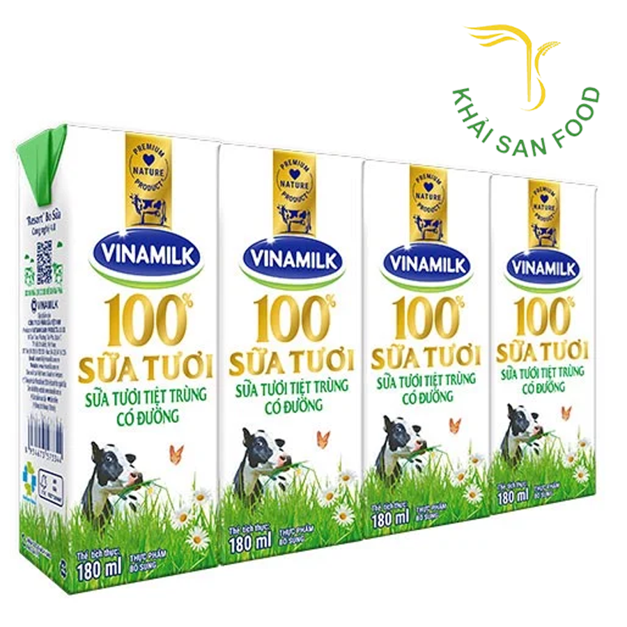 Sữa Tươi Tiệt Trùng Vinamilk 180Ml (Có Đường)