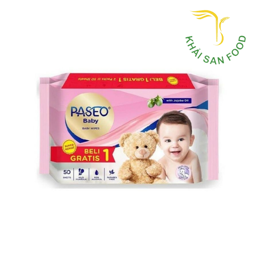 Khăn Ướt Em Bé Paseo 50 Tờ Hương Jojoba