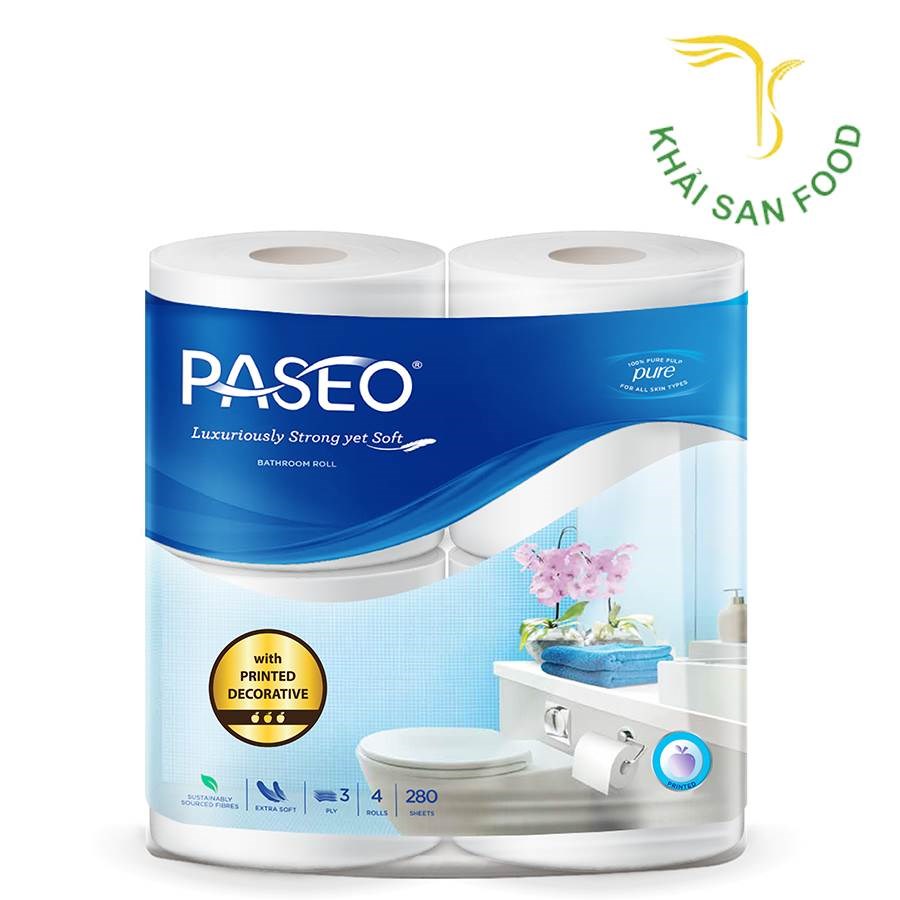Giấy Vệ Sinh Paseo 4 Cuộn 3 Lớp (In Hoa)