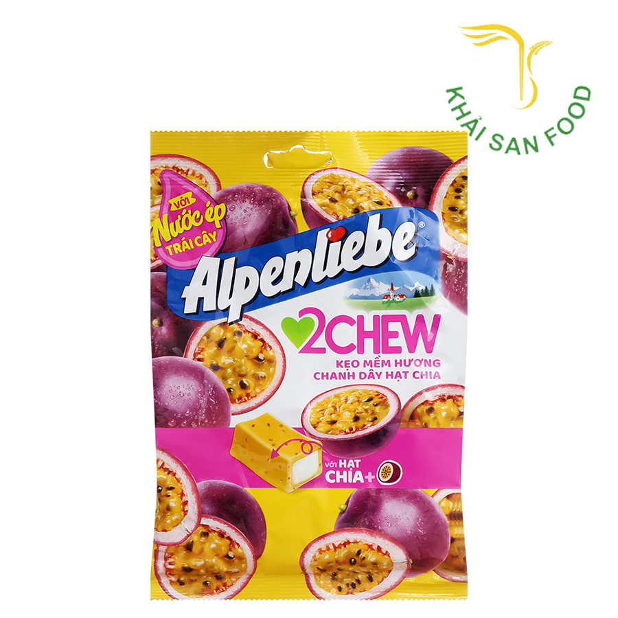 Alpenliepe 2Chew kẹo Mềm Hương Chanh Dây Hạt Chia 84G