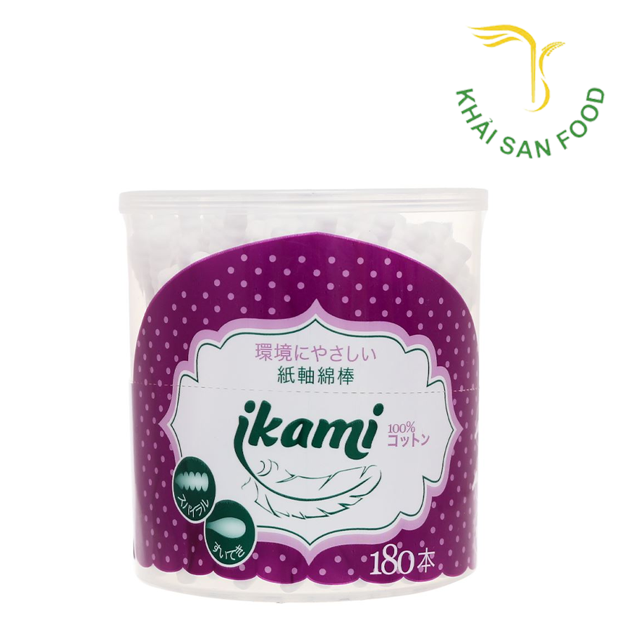 Tăm Bông Ikami Spiral 1 Đầu Xoắn 1 Đầu Thường 180 Cây