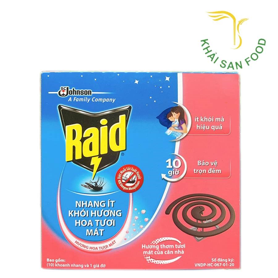 Raid Nhang Muỗi Ít Khói Hương Hoa Tươi Mát