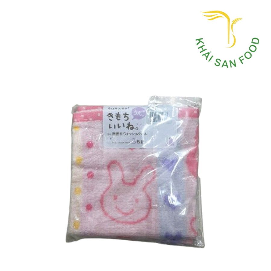 Set 3 Khăn Mặt Cotton Hayashi Mẫu Thỏ Hồng