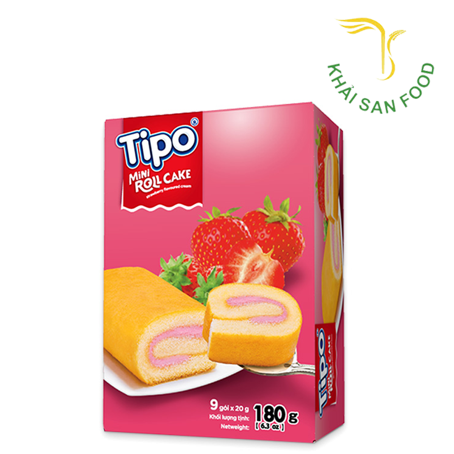 Tipo Bánh Bông Lan Cuộn Kem Dâu 180g
