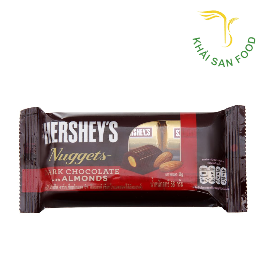 Socola Đen Hershey's Nuggets Hạnh Nhân 56G