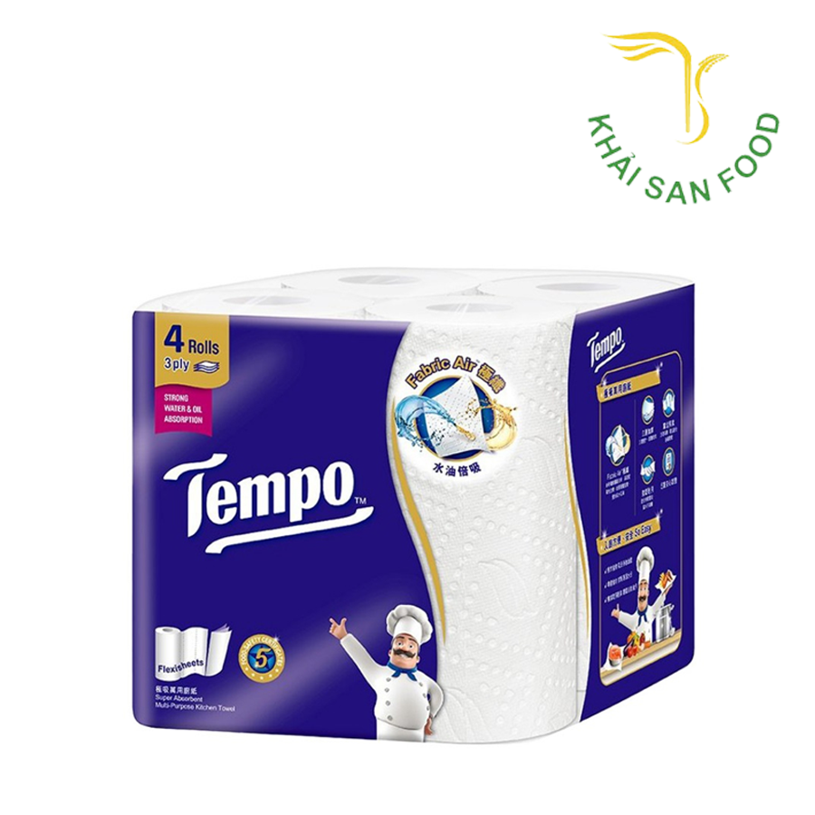 Khăn Giấy Bếp Đa Năng Siêu Thấm Tempo 4 Cuộn