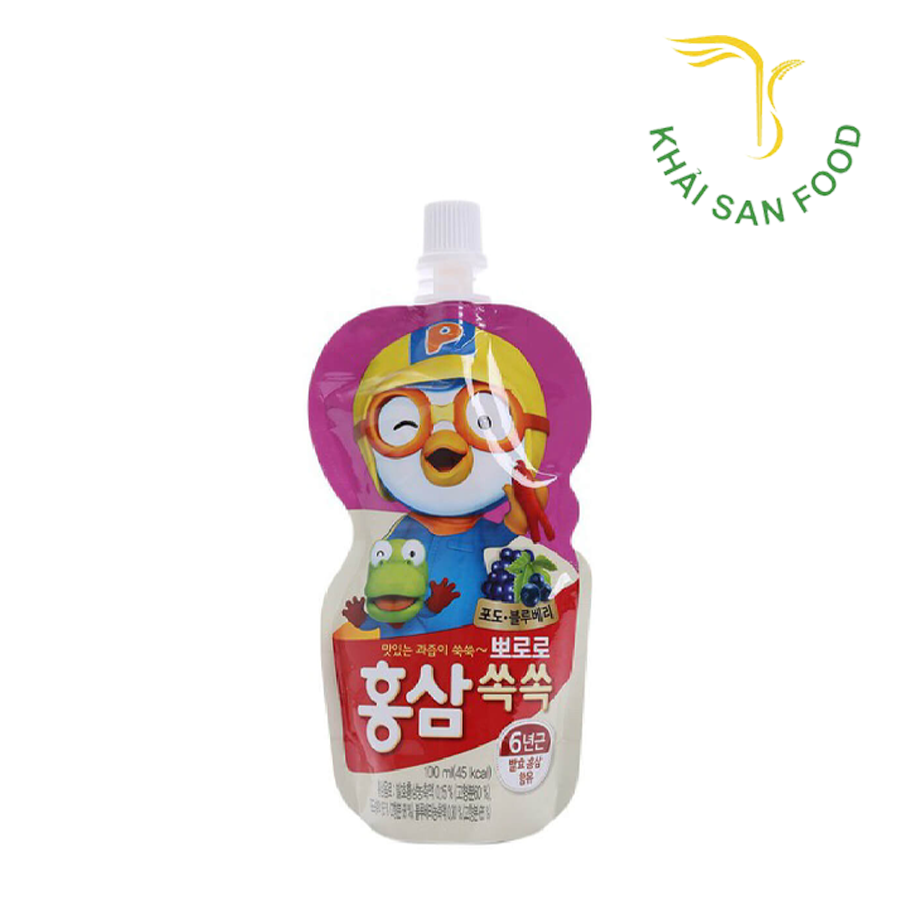 Nước Uống Pororo Hồng Sâm Vị Nho và Việt Quất 100Ml