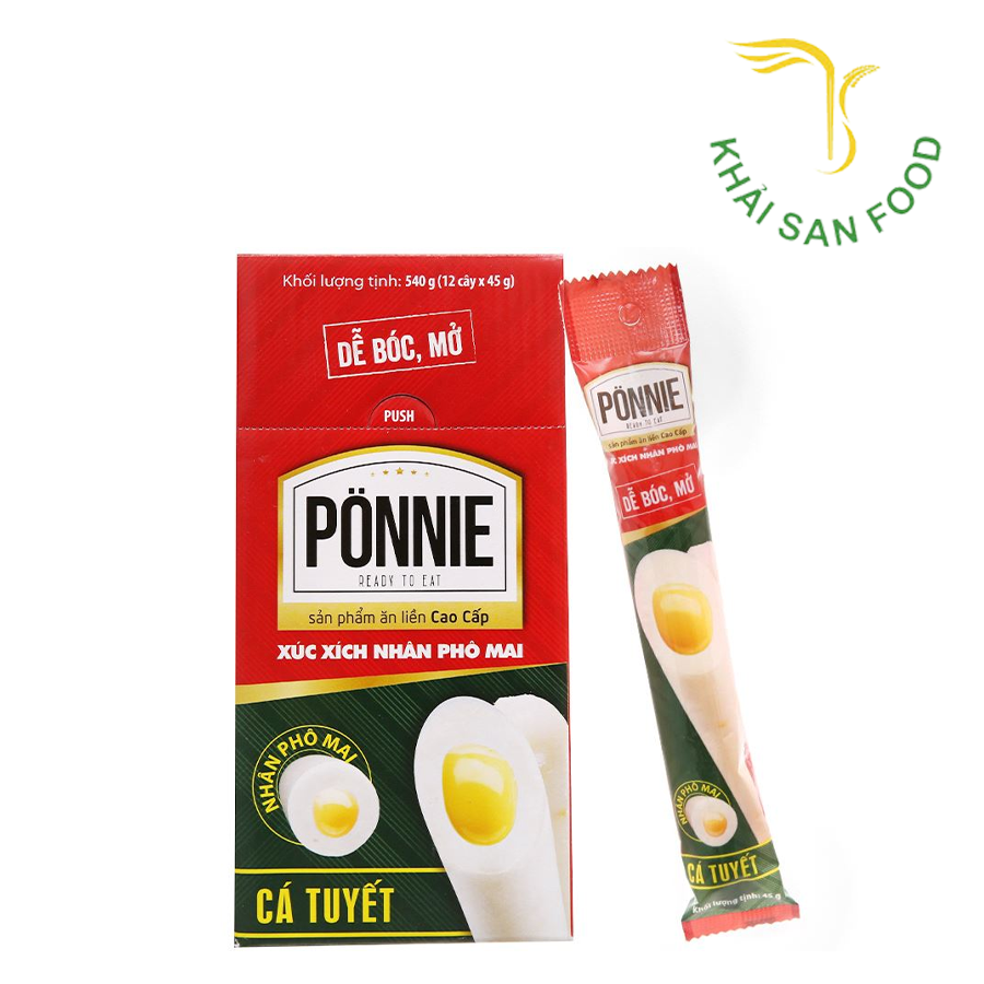 Xúc Xích Tiệt Trùng Ponnie Thịt Phô Mai 12 cây * 45g