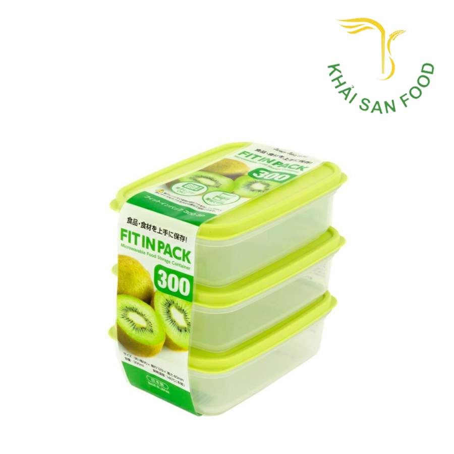 Set 3 Hộp Nhựa Nắp Dẻo 300ml ( Nắp Xanh )