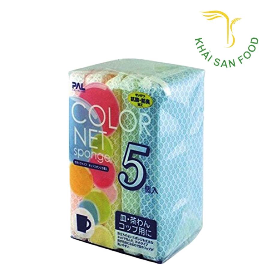 Set 5 Miếng Xốp Rửa Bát Bọc Lưới (Mẫu Mới)