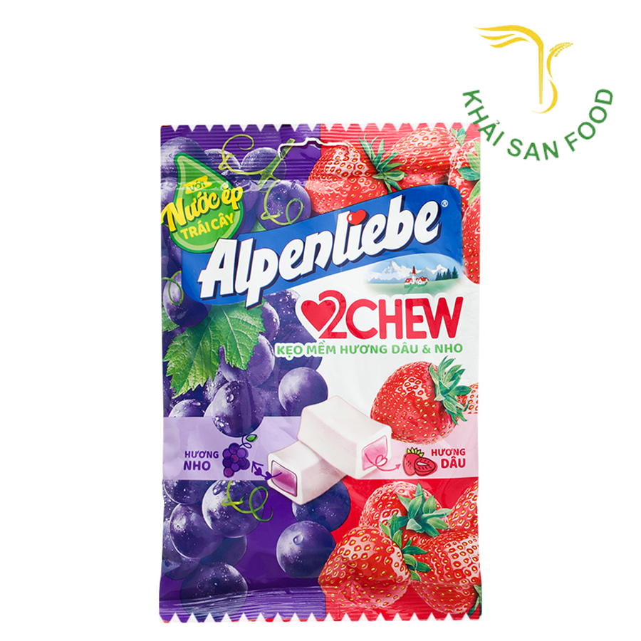 Alpenliepe 2Chew kẹo Mềm Hương Dâu & Nho 84G